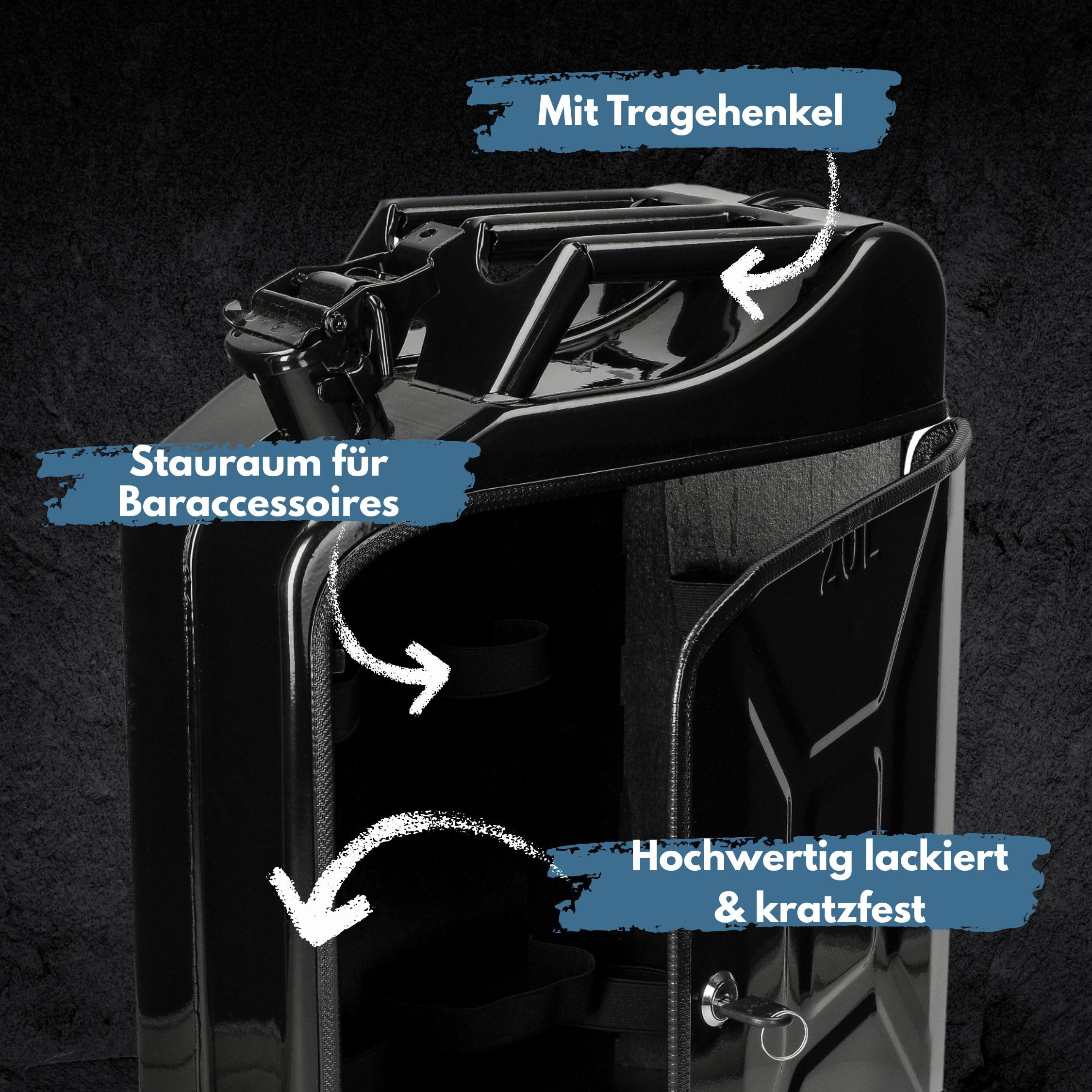 Mobile Minibar Set 2 - abschließbare Bar im Benzinkanister mit Zubehör | hochwertig, robust, praktisch, vielseitig, Alltag, Geschenkidee, langlebig, handlich, täglich