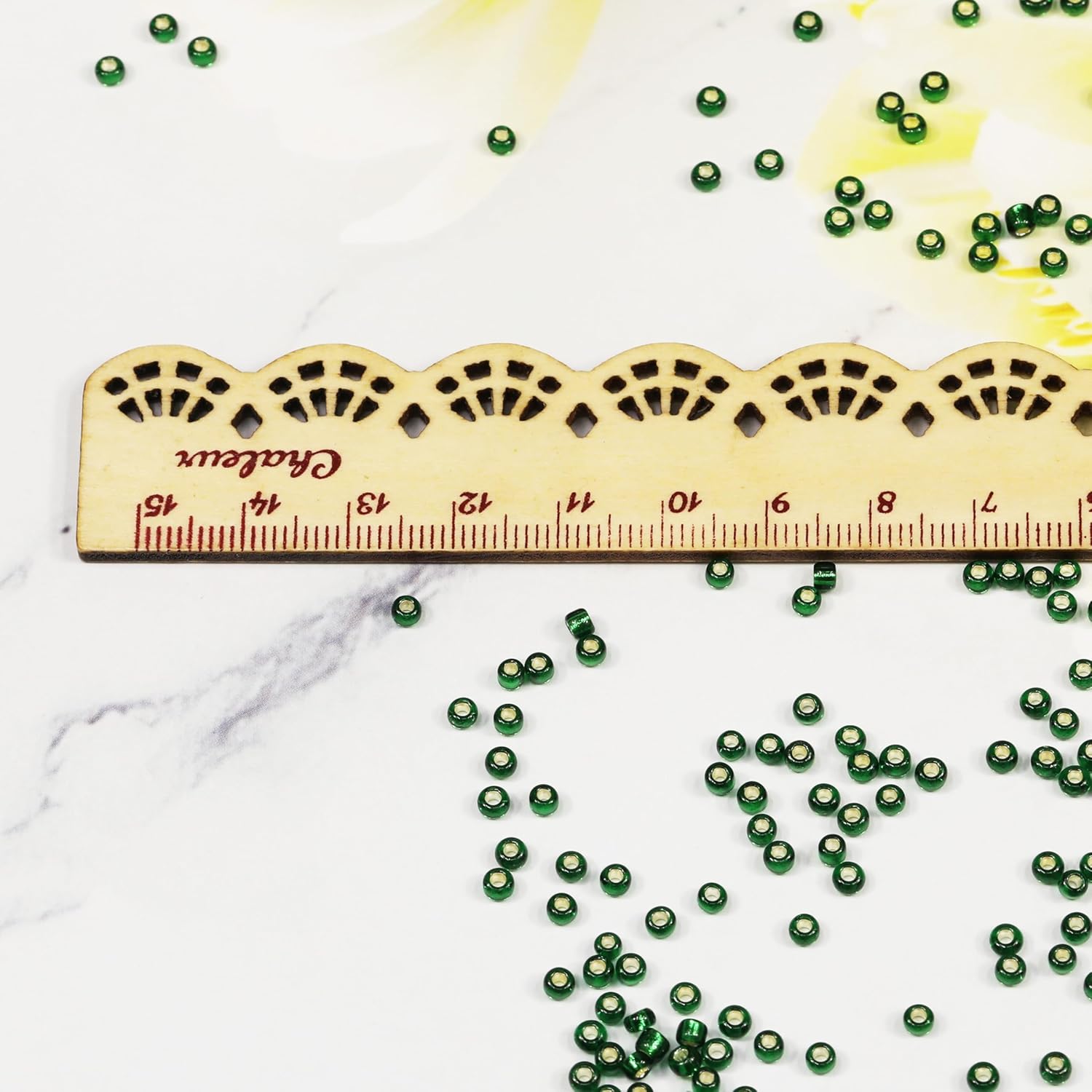 Bala&Fillic Dark Green Sliver Lined Color Size 3mm Seed Beads About 3600pcs/100Grams in Bag, 8/0 Glass Craft Beads for Making Bracelet and Necklace (Sliver Lined Dark Green) - Image 3