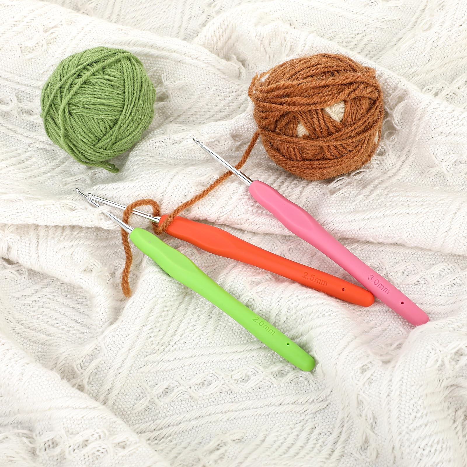 Juego De 3 Ganchos De Ganchillo, Agujas De Tejer De 2,0 Mm, 2,5 Mm, 3,0 Mm, Para Ganchillo, Mango Ergonómico, Para Tejer Bufandas, Guantes, Bolsos, Sombreros, Calcetines