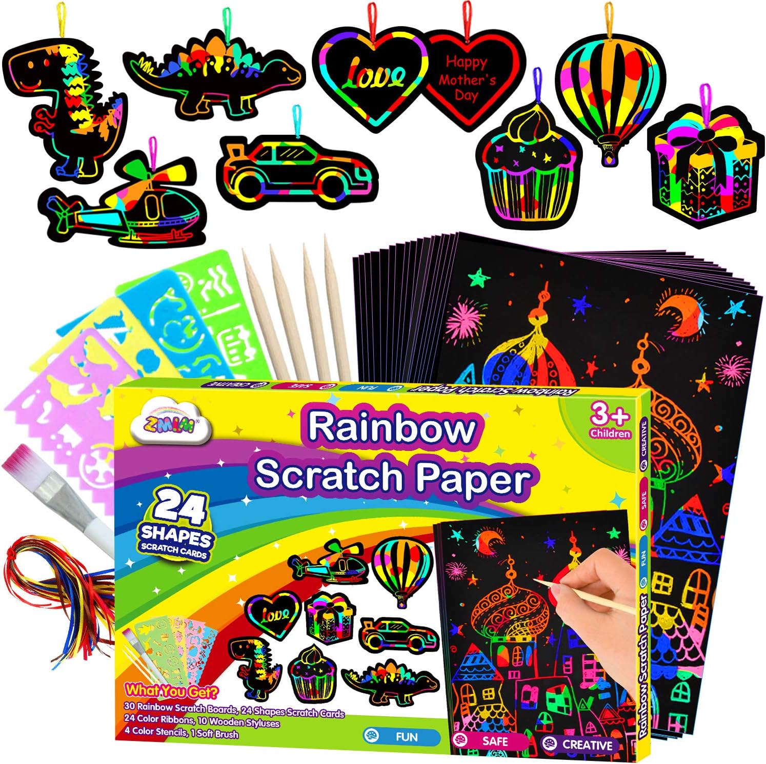 ZMLM Scratch Paper Art-Craft Girl: Rainbow Scratch Magic Drawing Set Paper Pad Board Supply Kit Toddler Project Activity for 3-12 Year Old Kid Game Toy Holiday|Party Favor|Birthday|Children's Day Gift: Toys & Games