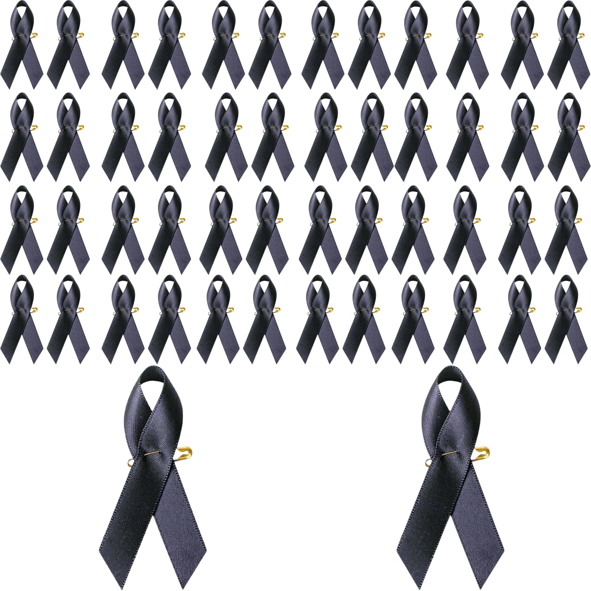 Alfiler Lazo de Duelo, Broches de Satin Negro para Funeral Accesorios 50 Unidades