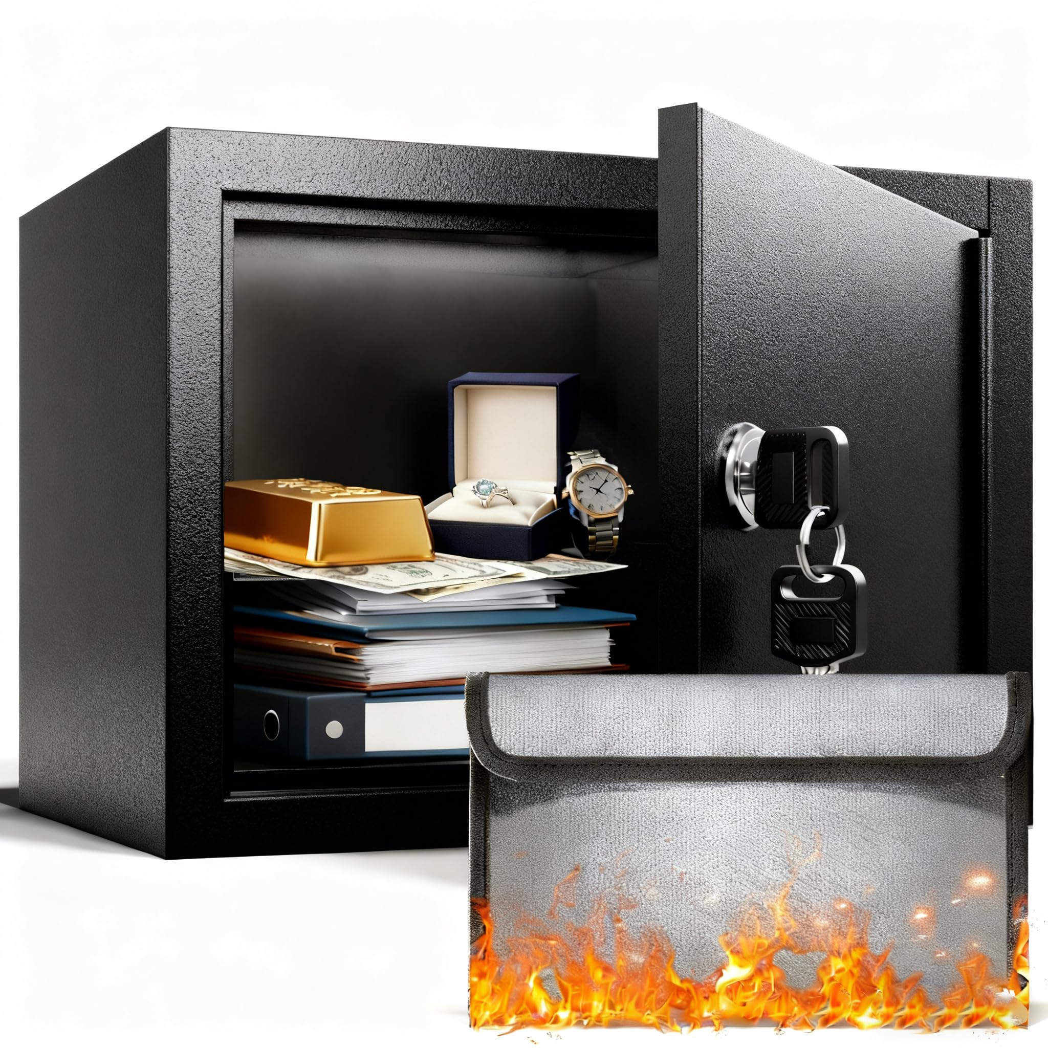 Snapklik.com : Small Safe - (1.2 Cu. Ft.) Mini Money Box