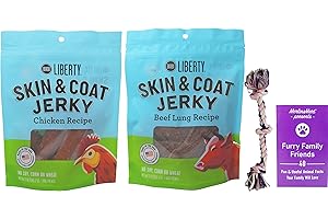 Bixbi Liberty Skin & Coat Jerky Dog Treats 2 Flavor Variety, (1)...