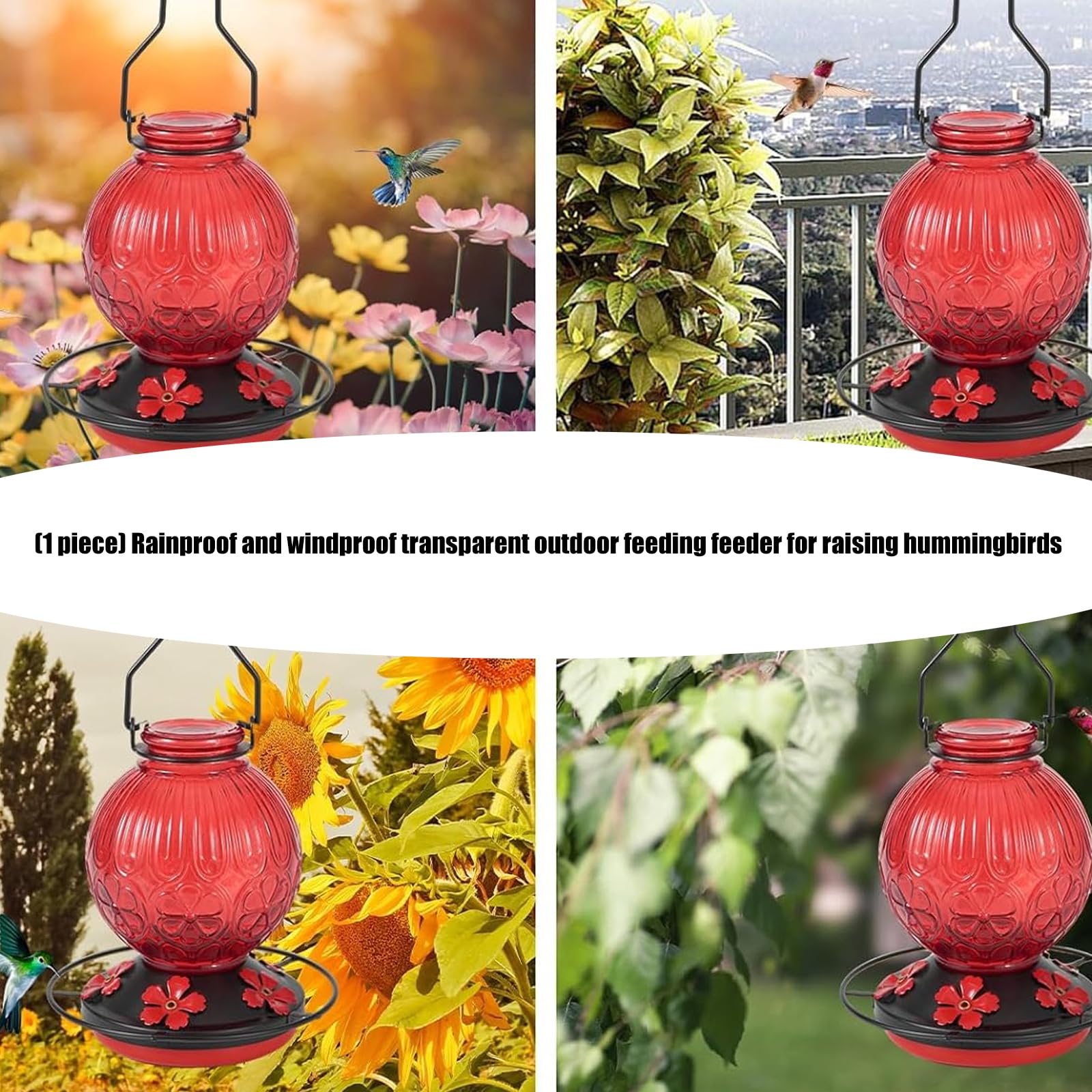 Dekorativer Kolibri Futterspender aus Glas, Red