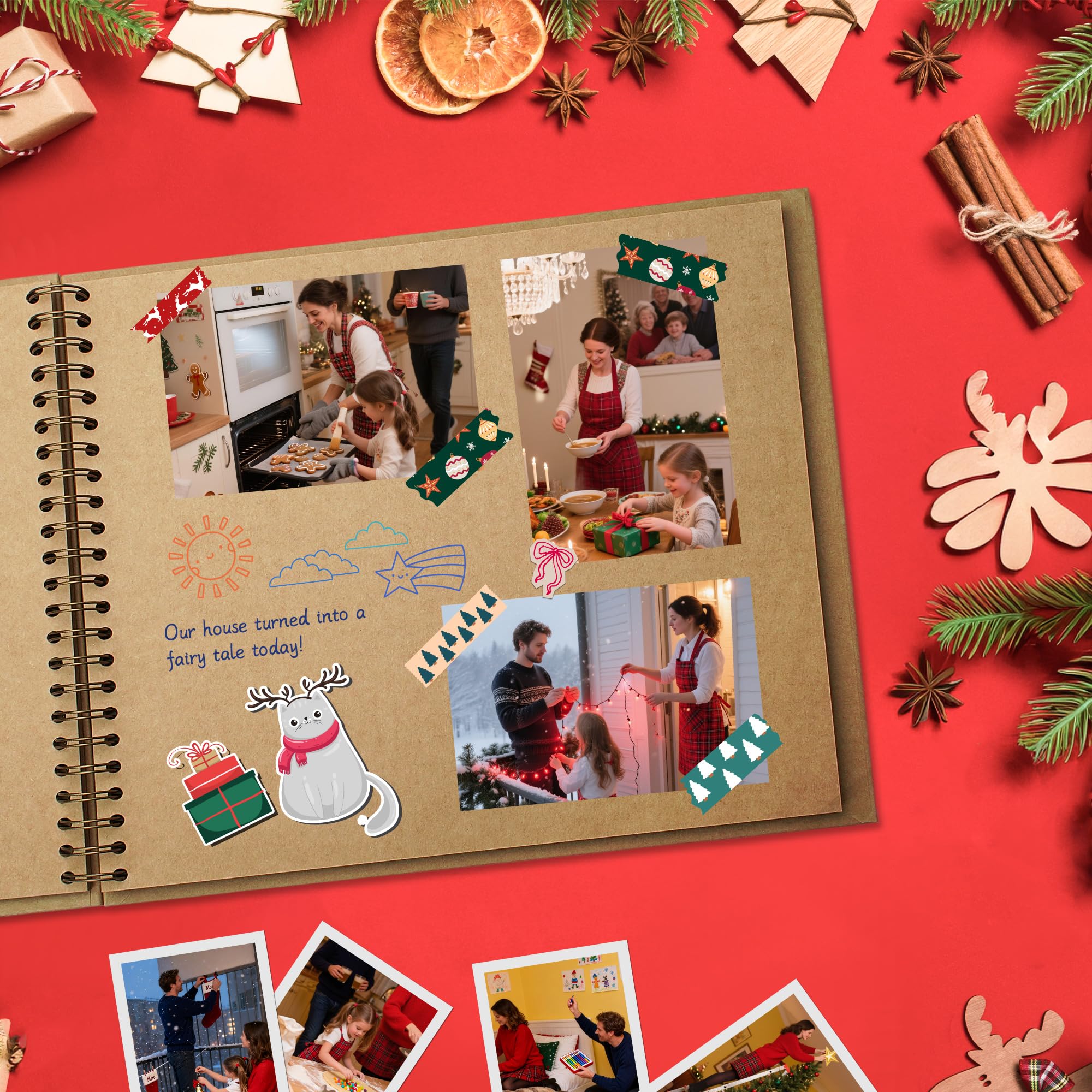 Album do scrapbookingu, 20 x 20 cm, album do scrapbookingu, twarda okładka, papier pakowy, albumy fotograficzne, 20 arkuszy, książka pamiątkowa dla rodziny, na ślub