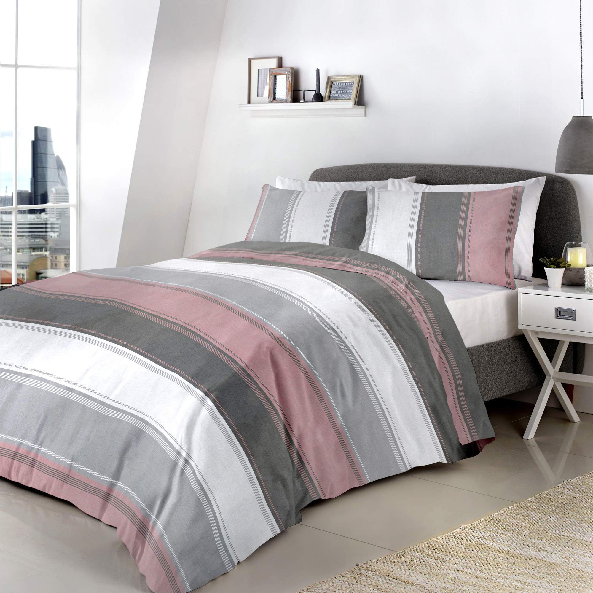 Fusion Duvet Cover and Pillow Case, 52% Polyester / 48% Cotton, Blush, Single