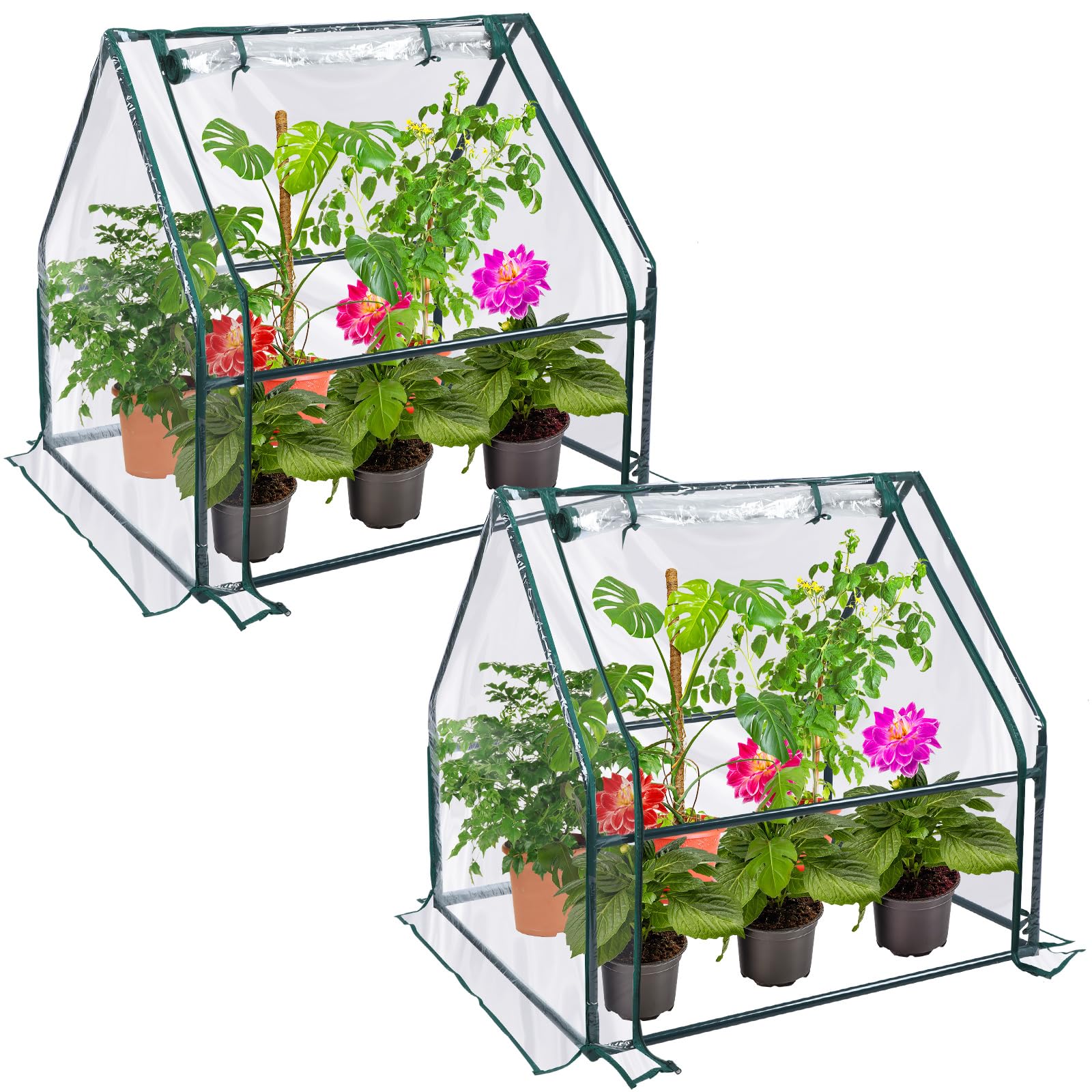 Photo 1 of 2 Pcs 35.4'' x 35.4'' x 35.4'' Mini Greenhouse Metal Frame Garden Greenhouse Small Greenhouses for Winter Outdoors Clear Heavy Duty Green House Portable Tent for Indoor Outdoor Plants