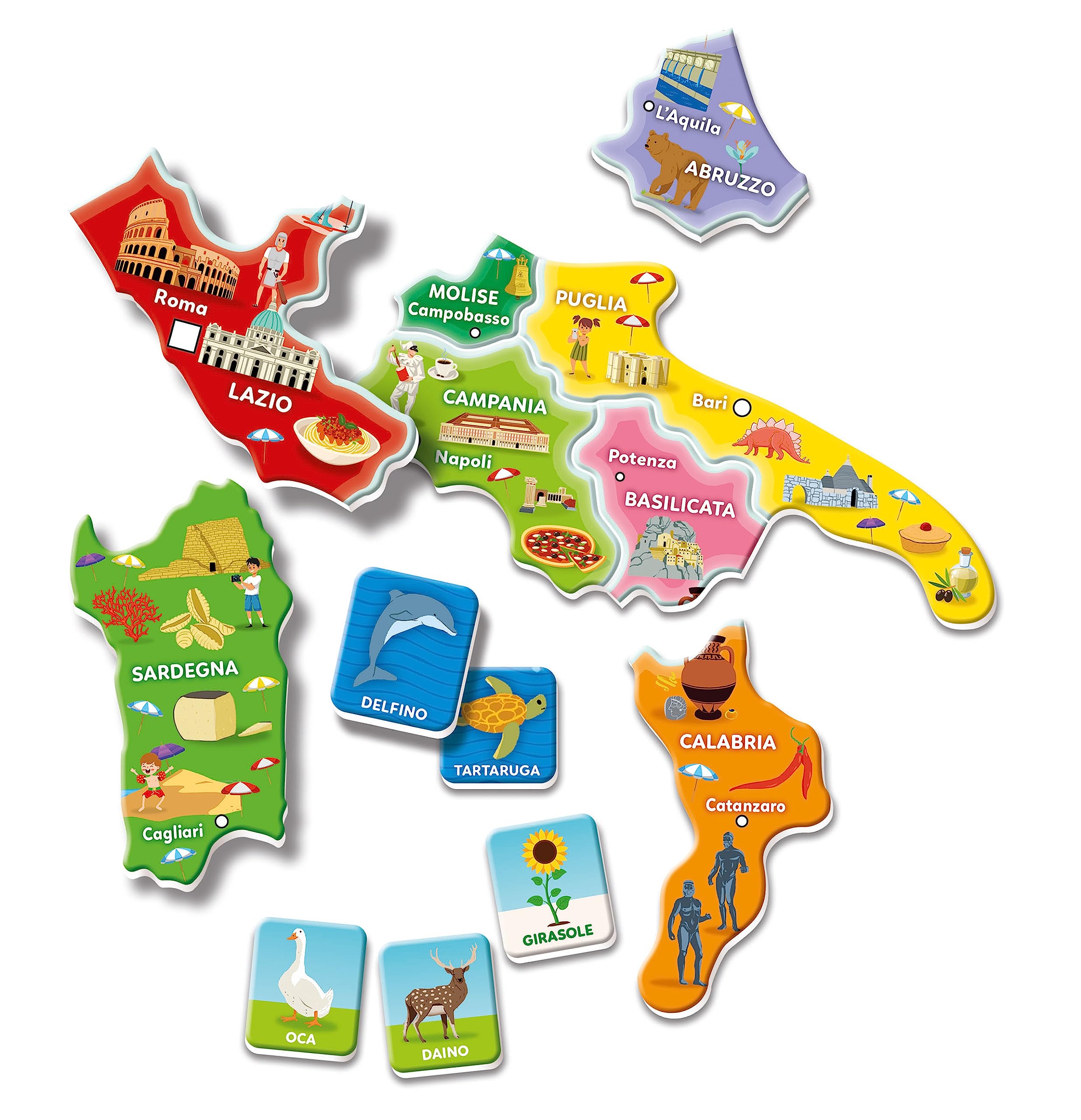 Clementoni - 16751 - Sapientino - Geo-Puzzle Magnetico Italia - Puzzle con Cartina Dell'Italia Fisica, Gioco Educativo di Geografia per Bambini dai 4 Anni (Gioco in Italiano)