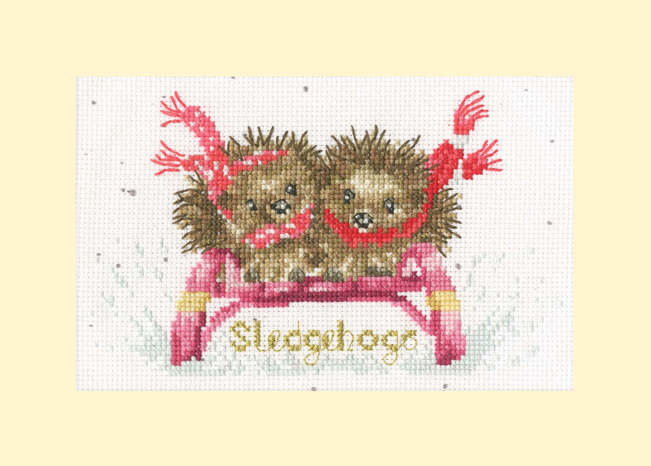 Bothy Threads  greating card counted cross stitch kit ""Sledgehogs"", XMAS76, 16x1