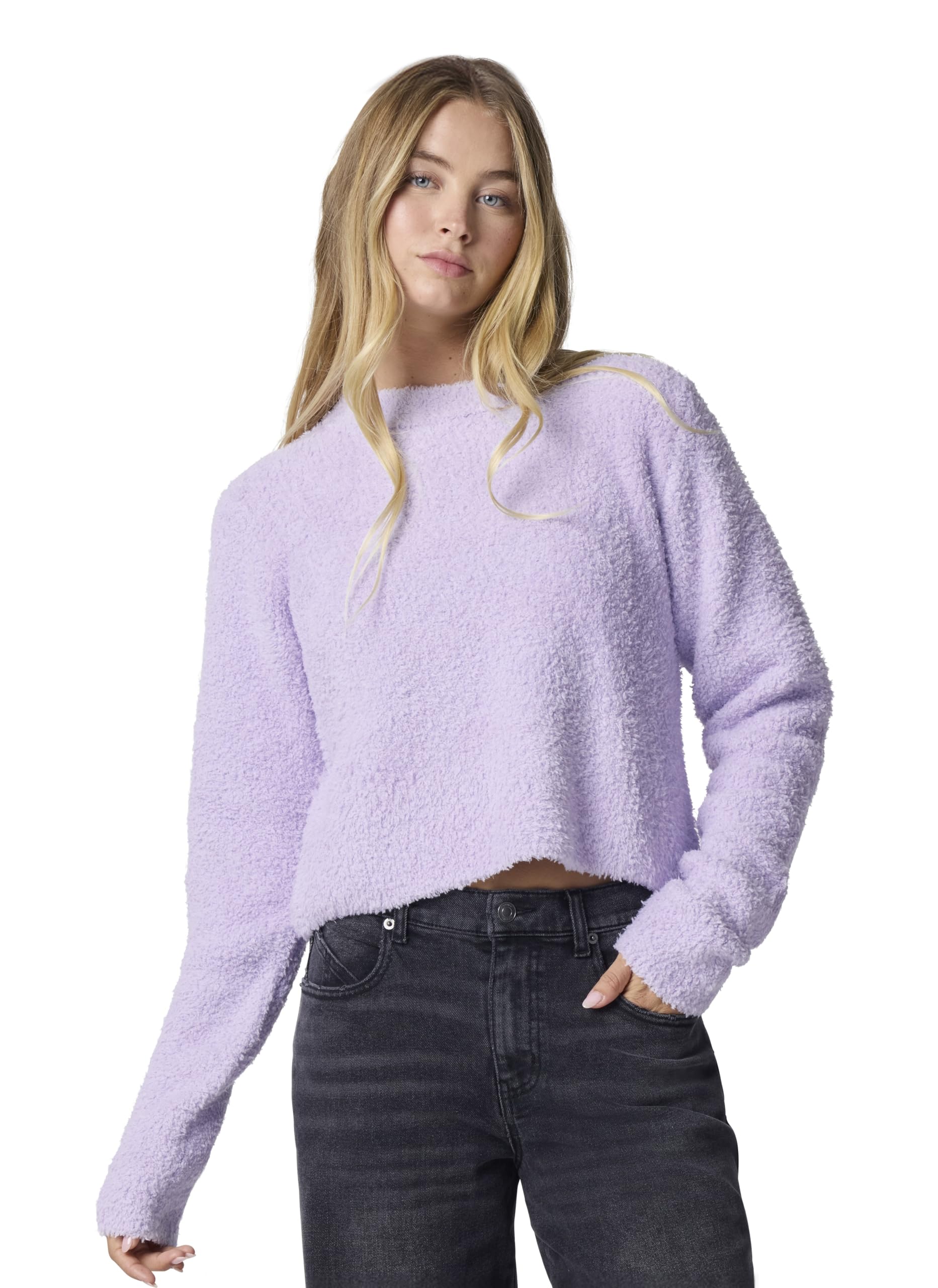 Florence By Mills Women's Millie Lavender Eyelash Crewneck, Small