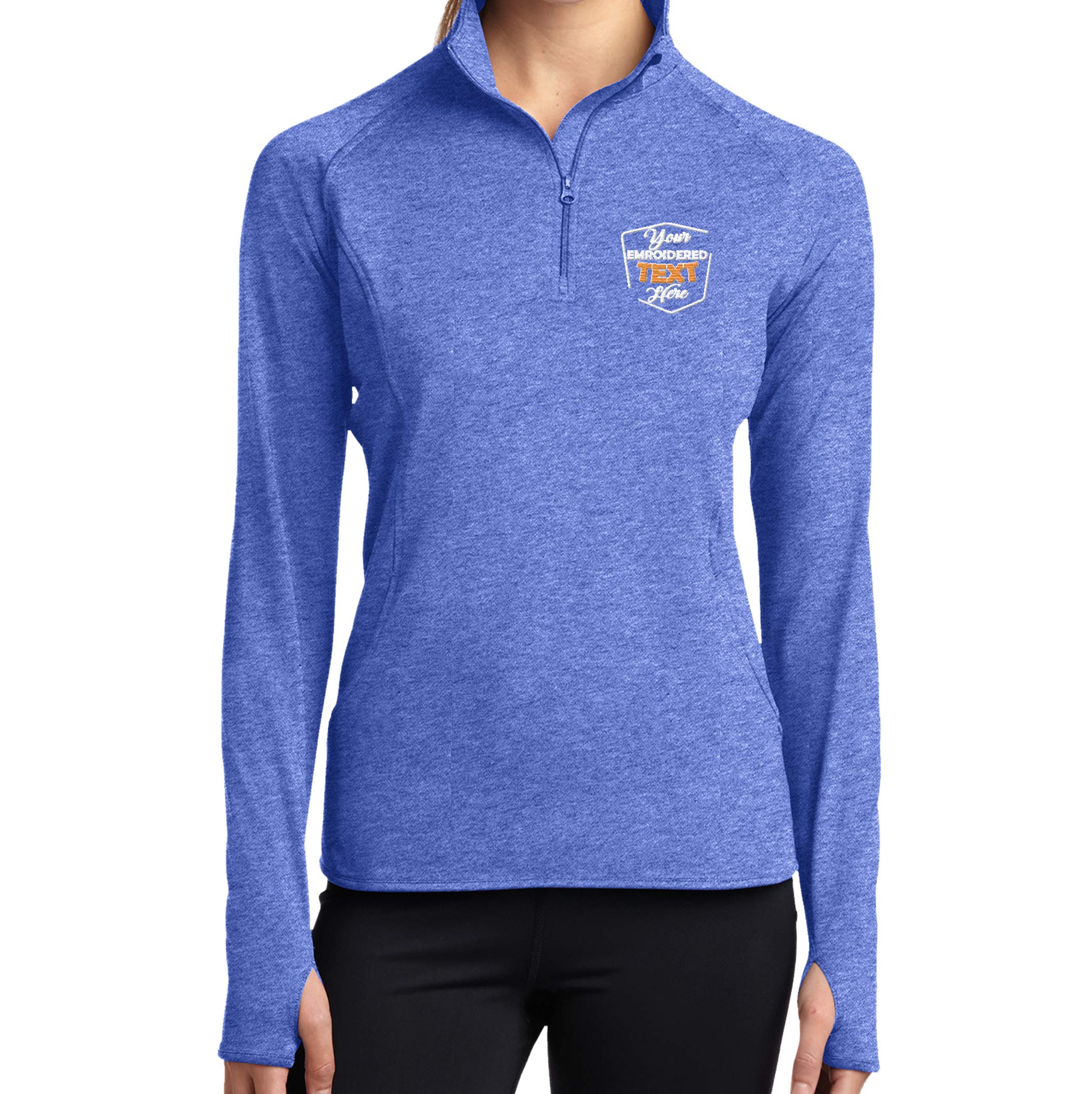 NACRE APPAREL Personalized Embroidered Zip Pullover Custom Add Your Text Half Zip Sport Sweatshirt for Women