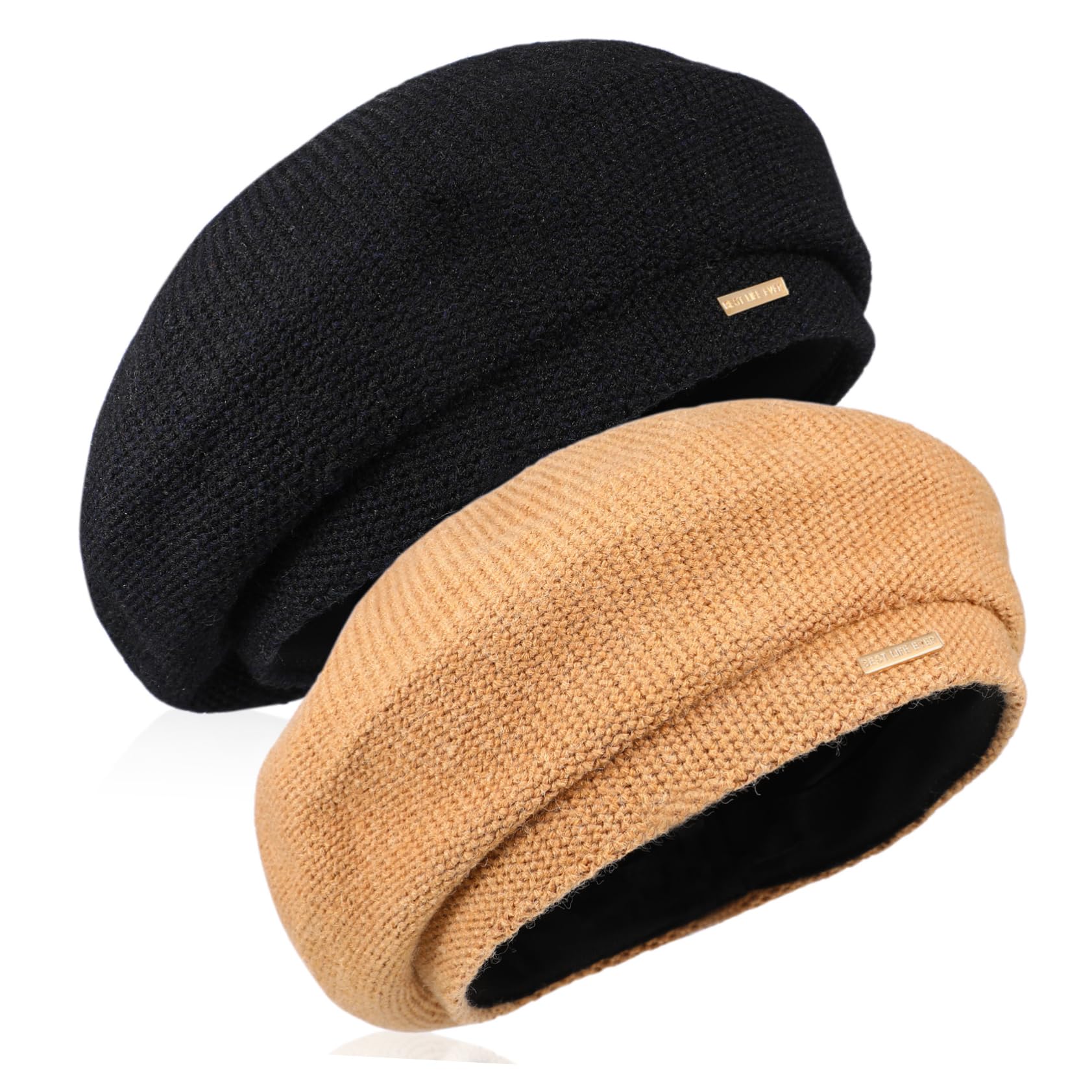 VALICLUD 2pcs Women Beret Hats Breathable Knitted French Style Beret Outdoor Sun Hat Fashionable