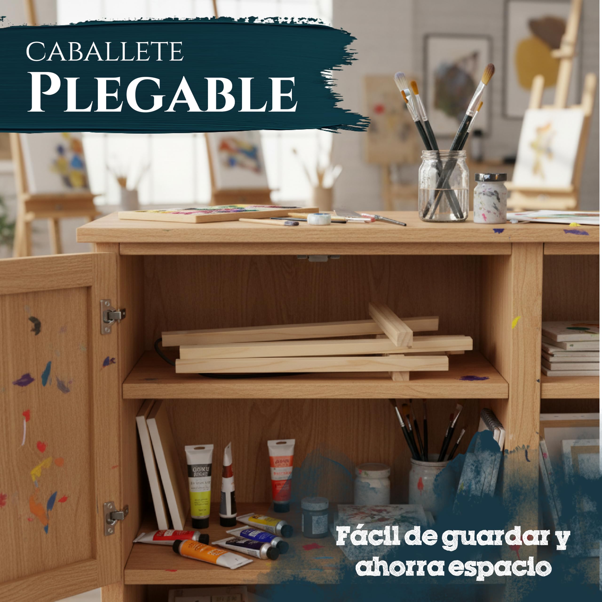 Artina Set de 5 Caballete de mesa pintura de pino macizo Ideal casa niños | para pintar para presentaciones adecuado para atril lienzos madera London