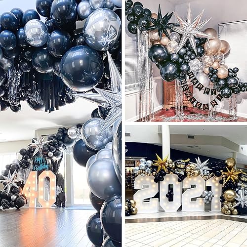 Miniatura 7 de PartyWoo 6 globos de estrella negra y 6 globos de estrella plateados