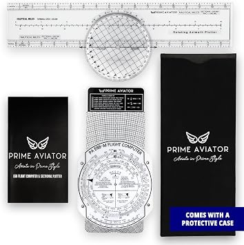 E6B Flight Computer & Aviation Plotter Kit Mechanical Flight Calculator for Student Pilots with Step-by-Step Guide & Protective Case VFR/IFR Flight Training & FAA Exam Prep