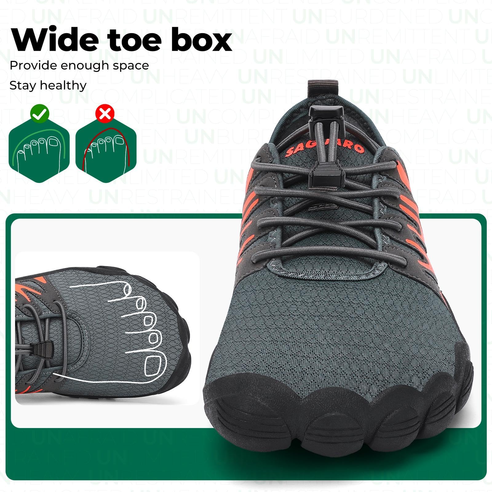 SAGUARO Scarpe Barefoot Uomo Scarpe da Scoglio Leggere Traspiranti Asciugatura Rapida, 39-48