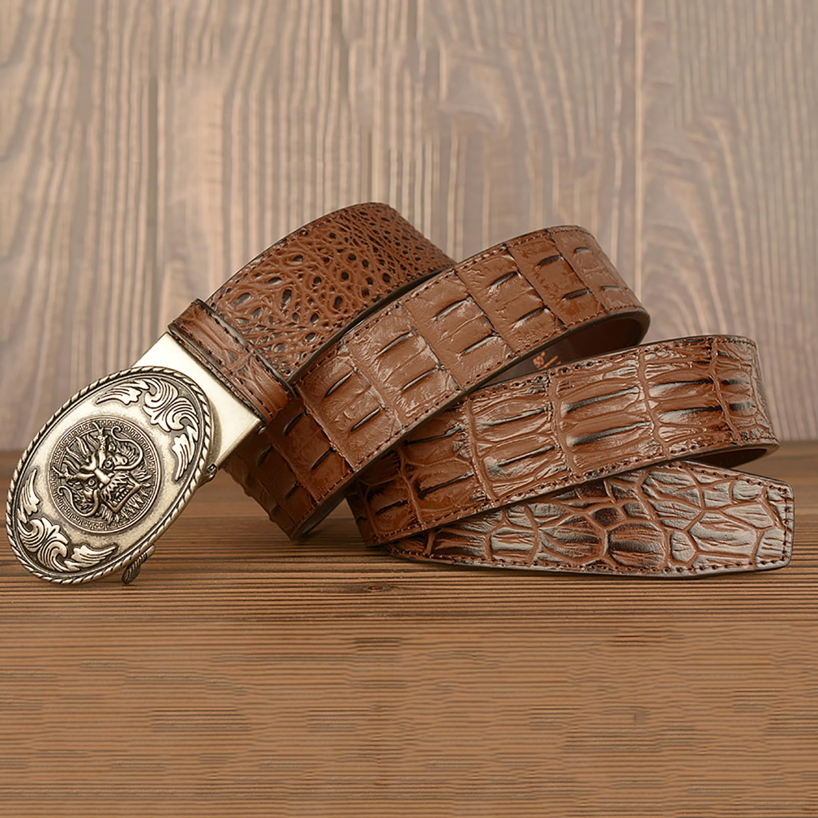 pasek, Paski damskie i męskie, klamra z głową smoka, paski ze skóry naturalnej, w stylu western, do jeansów, szerokość 3,5 cm