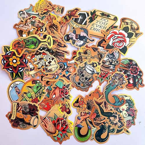 Miniatura 9 de Calcomanías vintage para diario de basura, paquete de 100 calcomanías de marinero, calcomanías de vinilo impermeables para botellas de agua, álbumes