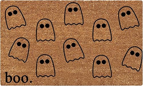 Felpudos interiores de calabaza de Halloween para puerta delantera, 23.6 x 15.7 pulgadas, diseño de Hello Come On in We Been Expecting You,