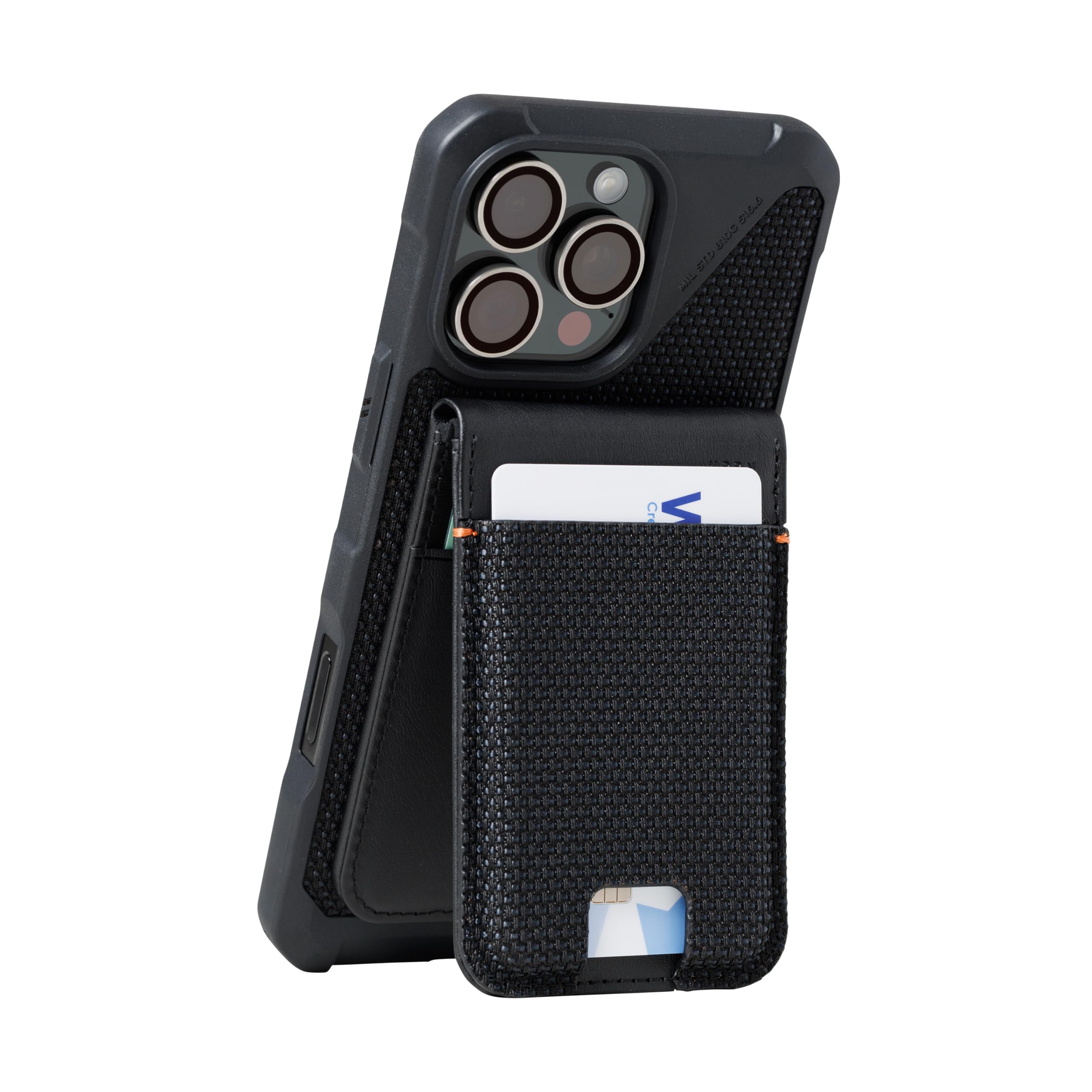 URBAN ARMOR GEAR Metropolis Magnetic Slim Wallet con funzione stand (portafoglio con magneti ultraresistenti, fino a cinque carte di credito) nero kevlar