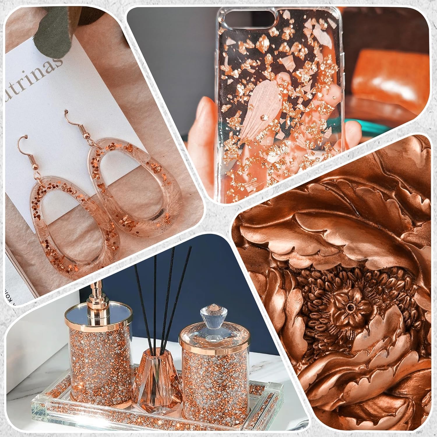 300 Sheets Copper Leaf for Crafts, 5.1in Large Copper Foil Sheets for Art, Metallic Copper Leaf Pack, Copper Paper for DIY, Furniture Restoration, Resin Design, Professional Gilding Projects