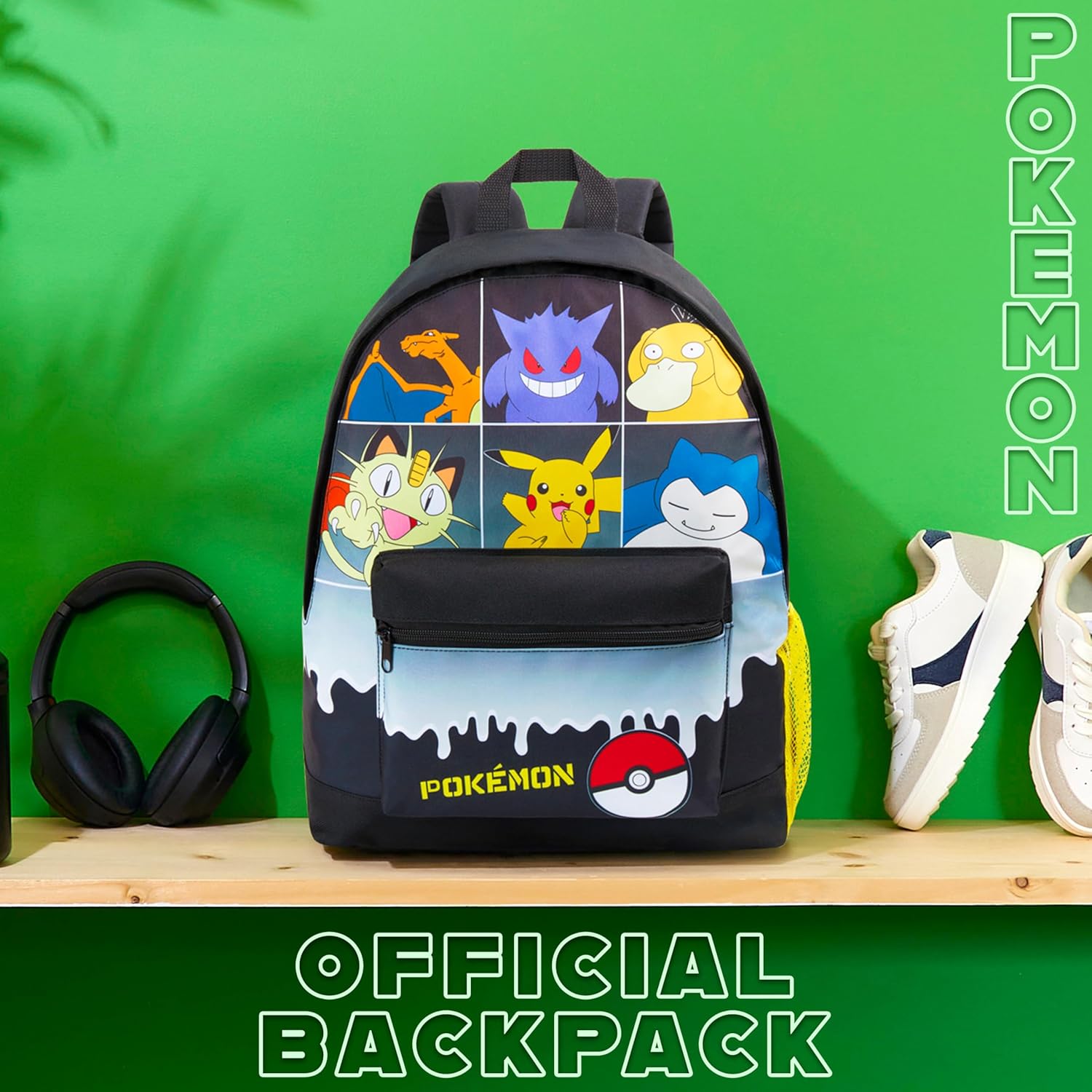 Pokemon Backpack for Kids Teens Boys Girls Pikachu Anime Bookbag Daypack Bag School Sports Gifts for Kids (Black Grid) - Image 5