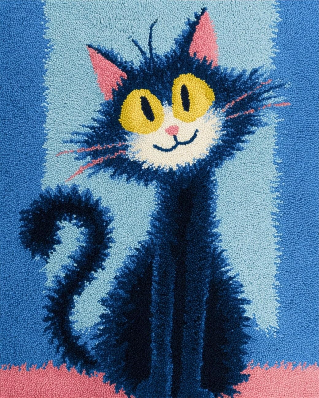 AMBATTERY Latch Hook Tapestry Kit Cartoon Cat 90x120cm