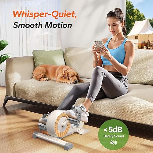 Vista 12 de Ejercitador de pedal para bicicleta debajo del escritorio, mini bicicleta estática magnética silenciosa con aplicación MERACH para brazos, Negro