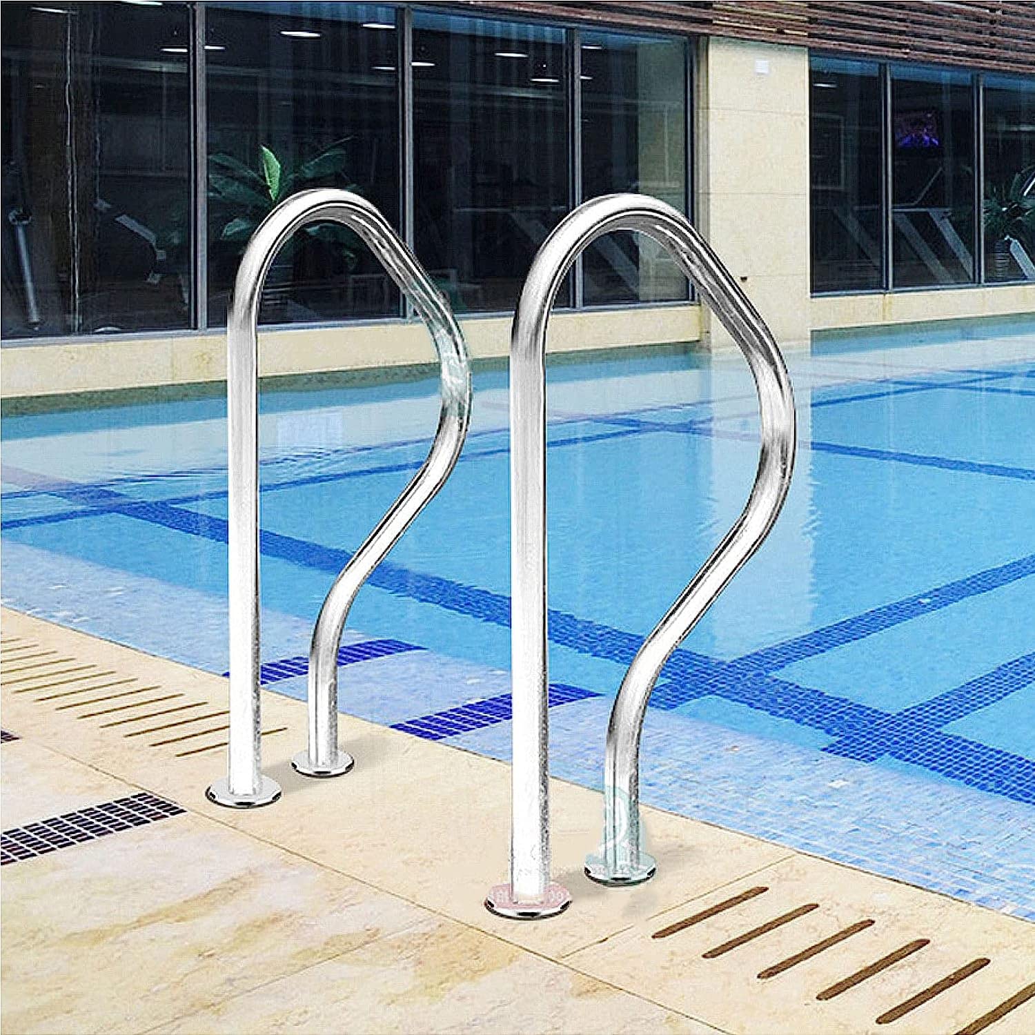 Rampe d'escalier de piscine en acier inoxydable – Main courante durable pour une utilisation sous l'eau – 1 mm d'épaisseur – Main courante de piscine pour plus de sécurité et de stabilité