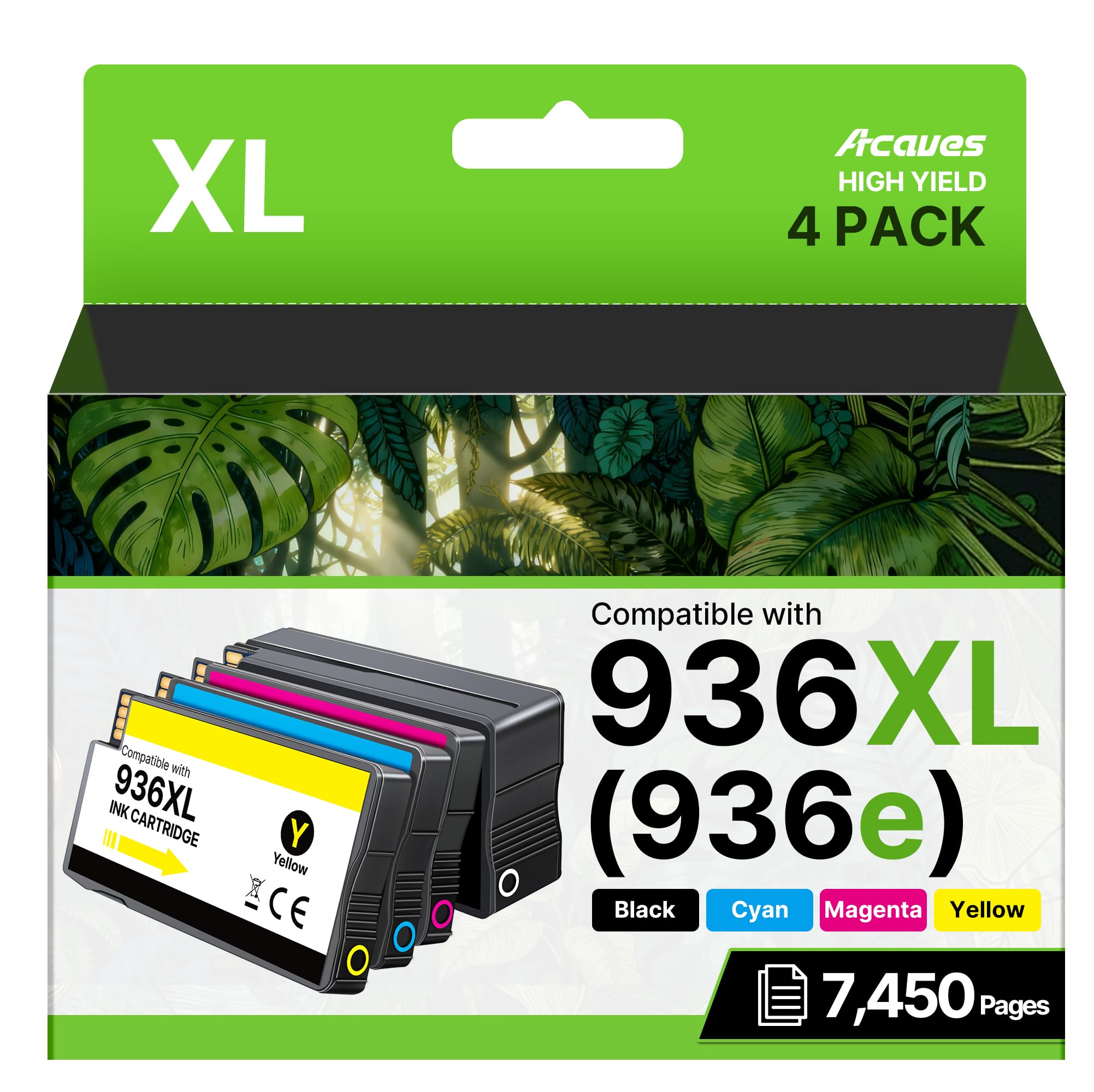 936e High Yield 936 Ink Cartridges for HP Printers HP936 936XL Replacement for HP 936 Ink Cartridges Combo Pack Work for HP Officejet Pro 9125e 9120e