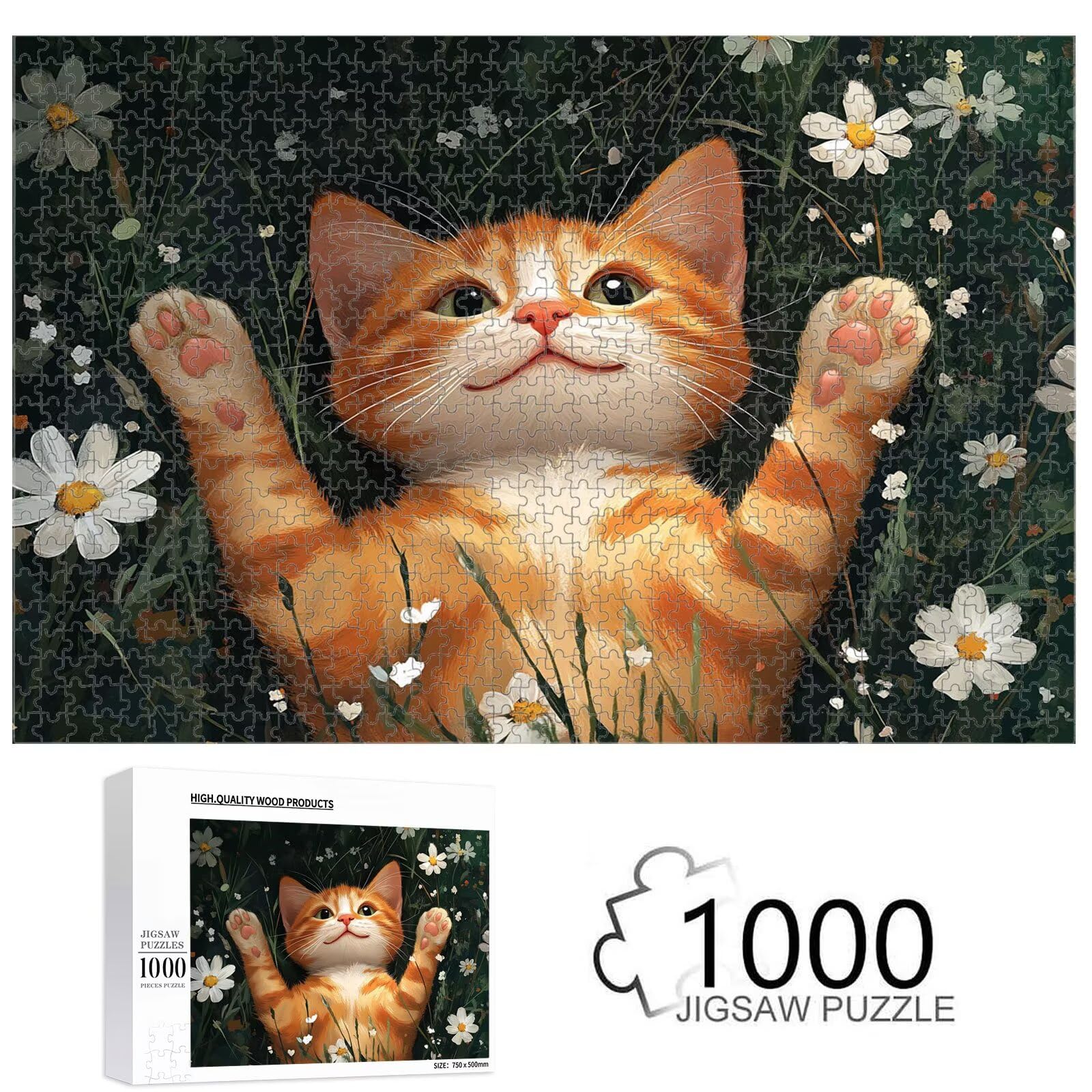 Puzzle 5000 Pezzi - Gatto & Fiore - Puzzle in Legno Durevole 1T#789