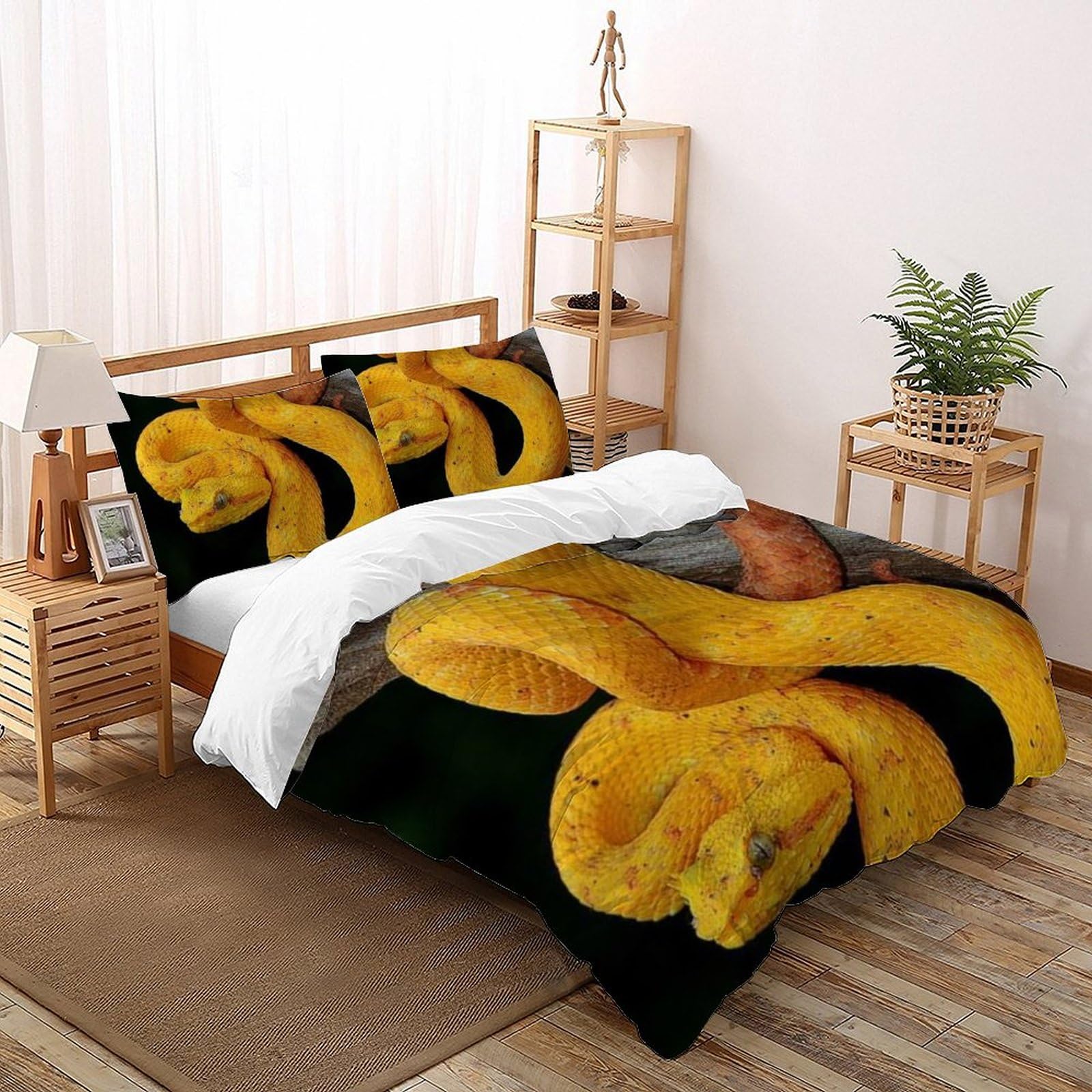 Housse de couette serpent 3D en microfibre douce et infroissable 260x220