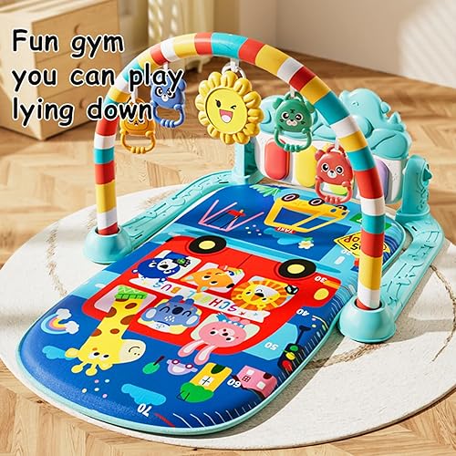 Miniatura 2 de Tapete de juego para bebé, gimnasio para bebé, piano, boca abajo, tapete de actividad para bebé, música y luces para niños y niñas para recién