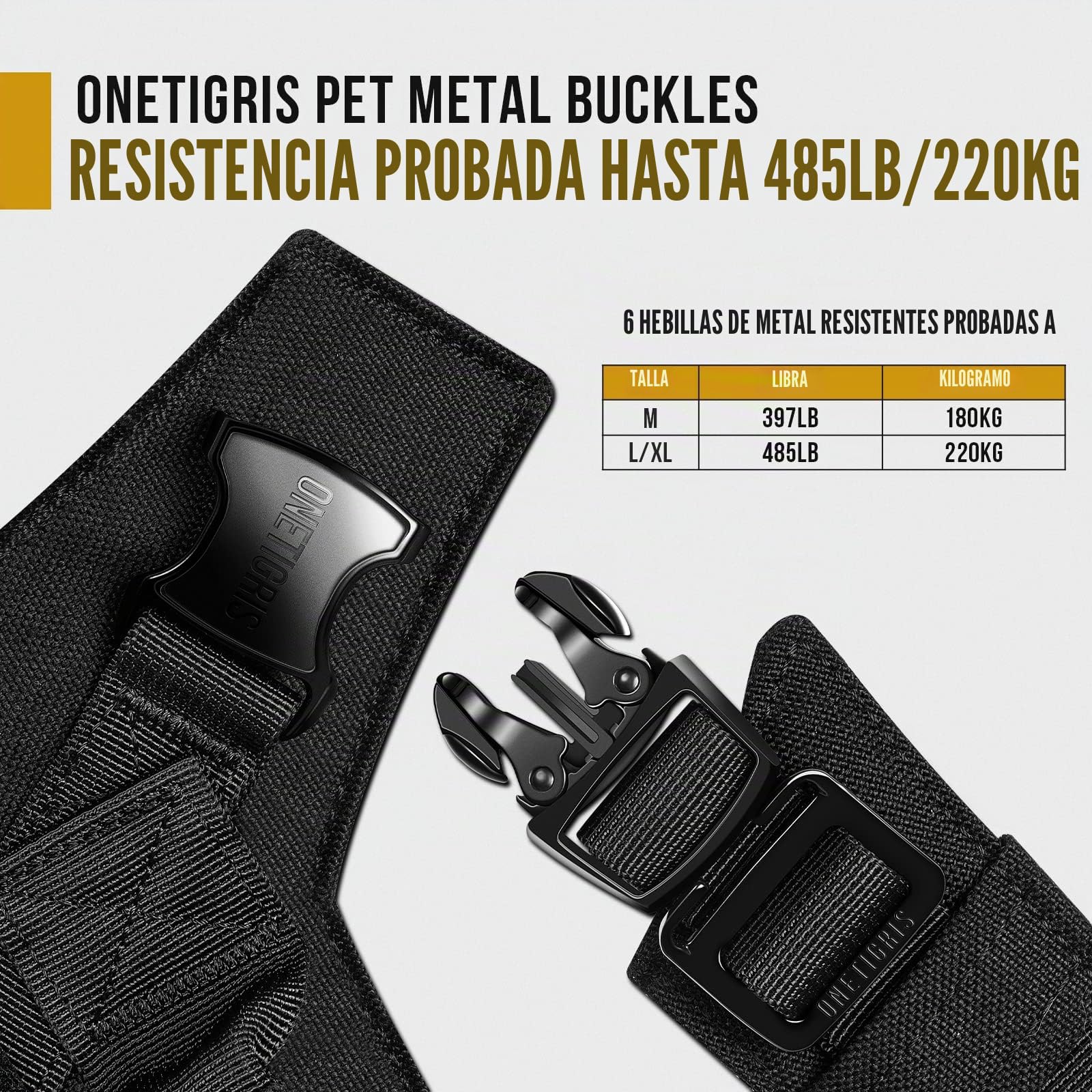 OneTigris X-Armor - Arnés táctico de Metal Completo para Perro, Chaleco antitirones con Velcro Reflectante, Ajustable Militar, fácil de Poner, Chaleco para Perro, para Caminar, Senderismo,