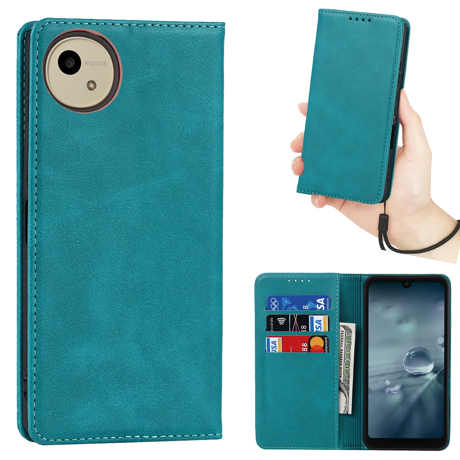 Amazon.co.jp: AQUOS wish5 ケース 手帳型 【ストラップ 一本付】 適用