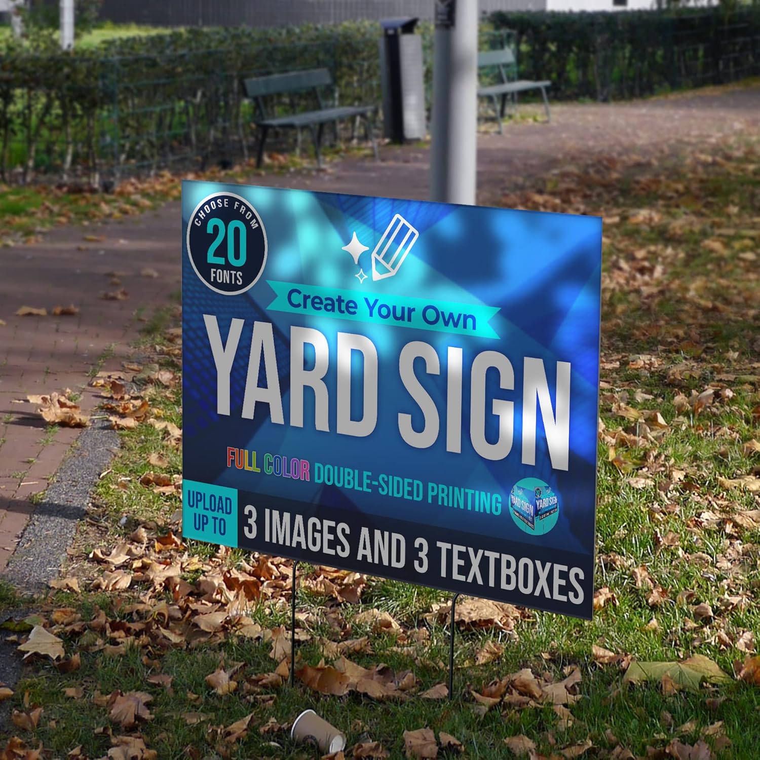 2 Pack 24x18" Double Sided Custom Yard Sign with Metal Stakes, Personalized Full Color Corrugated Yard Sign for Outdoors, Front and Back Custom Printed Personalized Lawn Sign (Design 9)