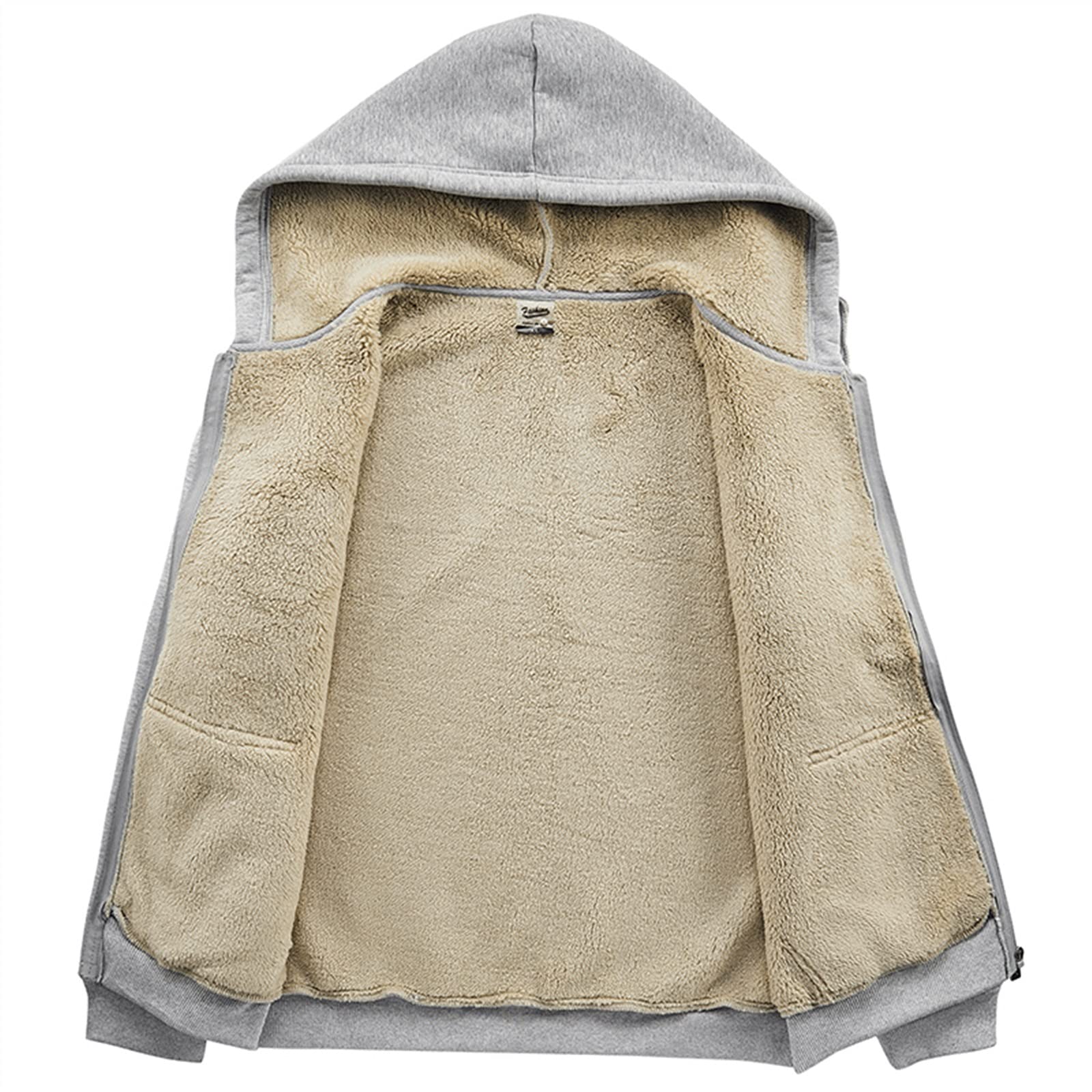 bluza z kapturem Odzież męska Zimowa gruba ciepła bluza z kapturem Męska bluza z polaru Szczotkowana bluza z kapturem i zapinana na zamek Termiczna bluza z kapturem bluza(A127,68-75 kg 2XL)