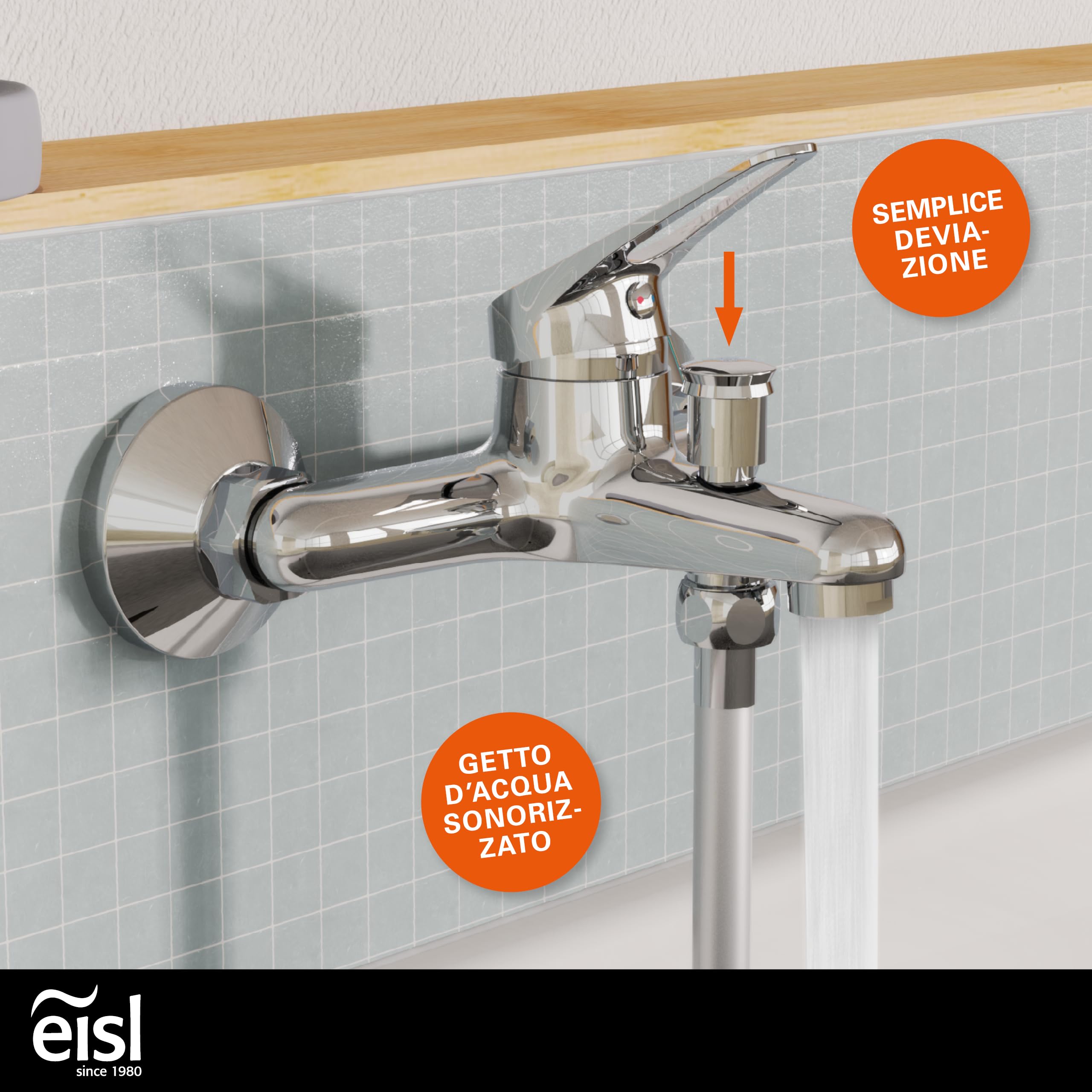 EISL Speed, Rubinetto Vasca da Bagno, Miscelatore Vasca da Bagno, Cromato, Bronzo, Argento