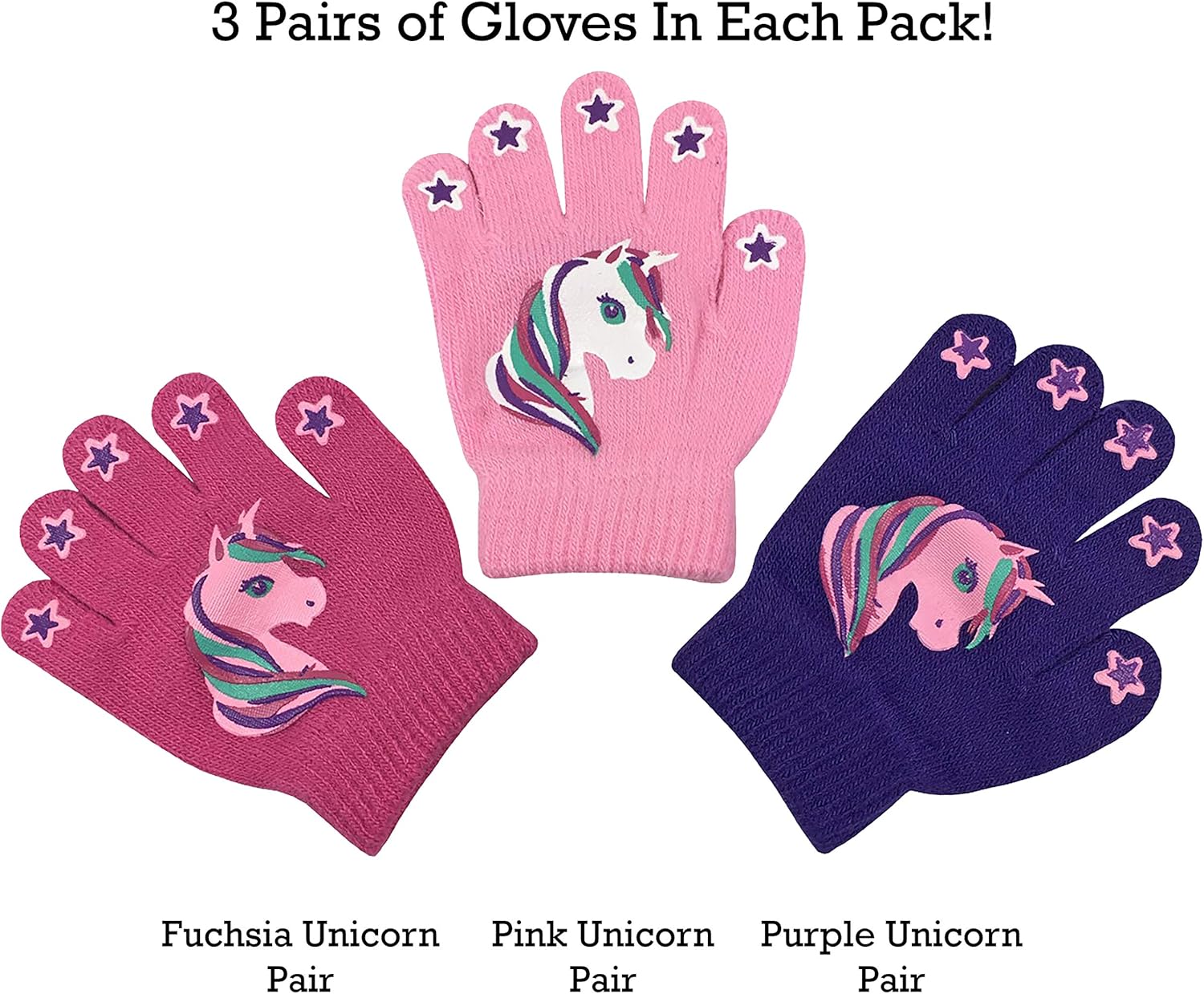 N'Ice Caps Kids Magic Stretch Gloves Mitten 3 Pairs Toddler Boys Girls Winter - Image 2