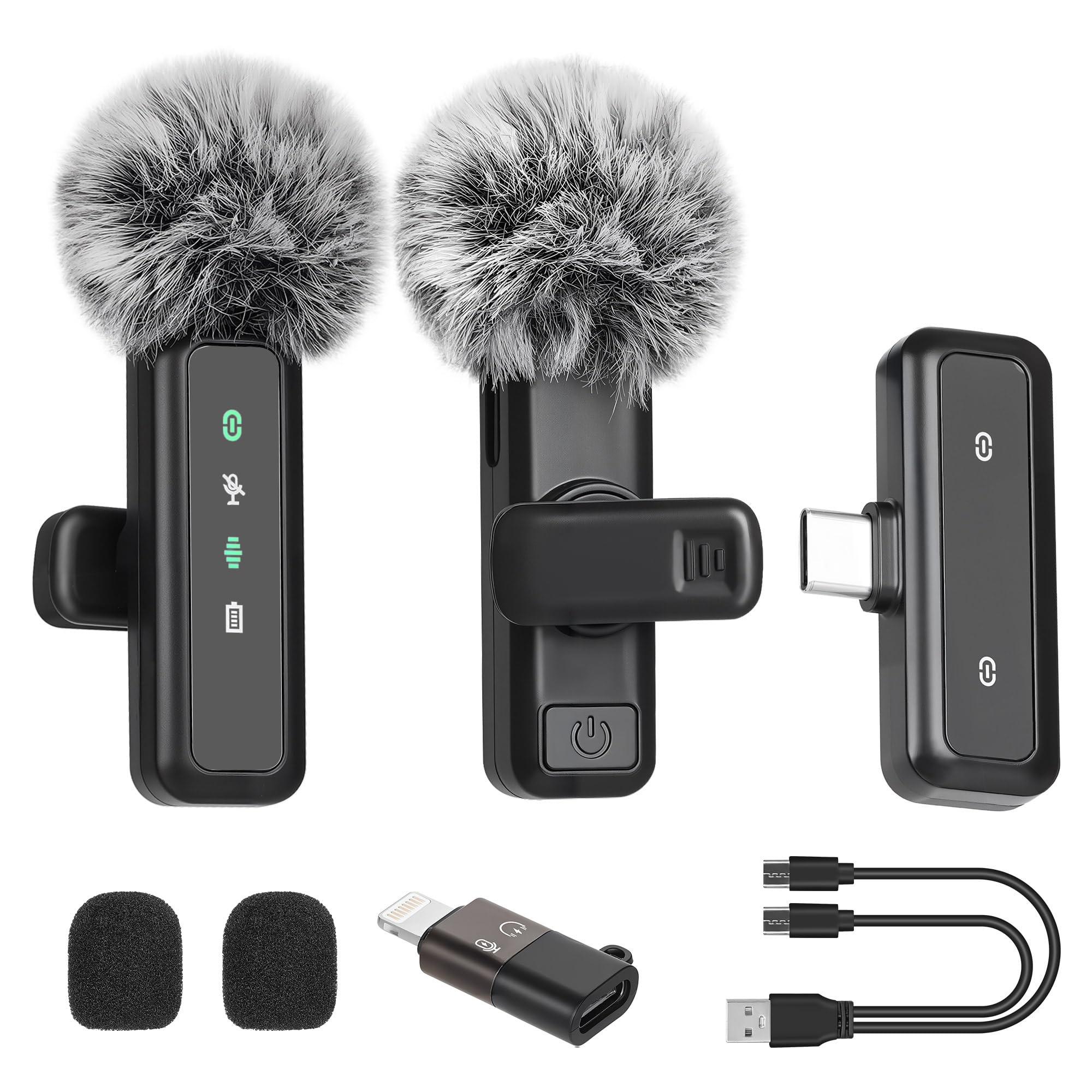 SHINSOTE Wireless Lavalier Microphone for iPhone, Mini Mic with LED Display, Plug and Play, Noise Reduction, Phone Microphone for Video Recording,