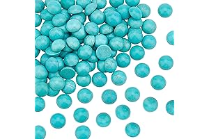 Arricraft 8mm Turquoise Flat Round Stone Beads