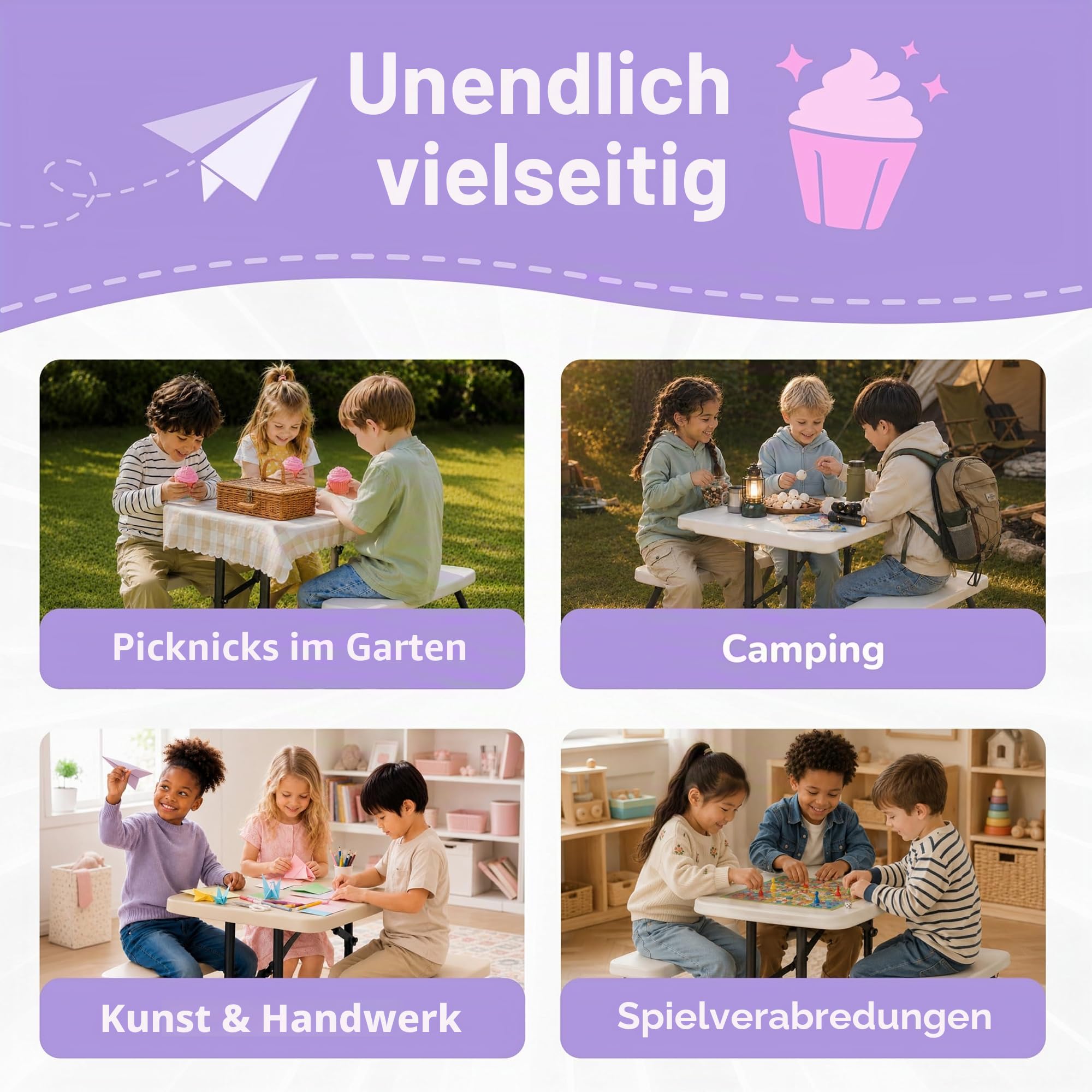 LIFETIME Picknicktisch, leichtgewichtig, zusammenklappbar, Beige