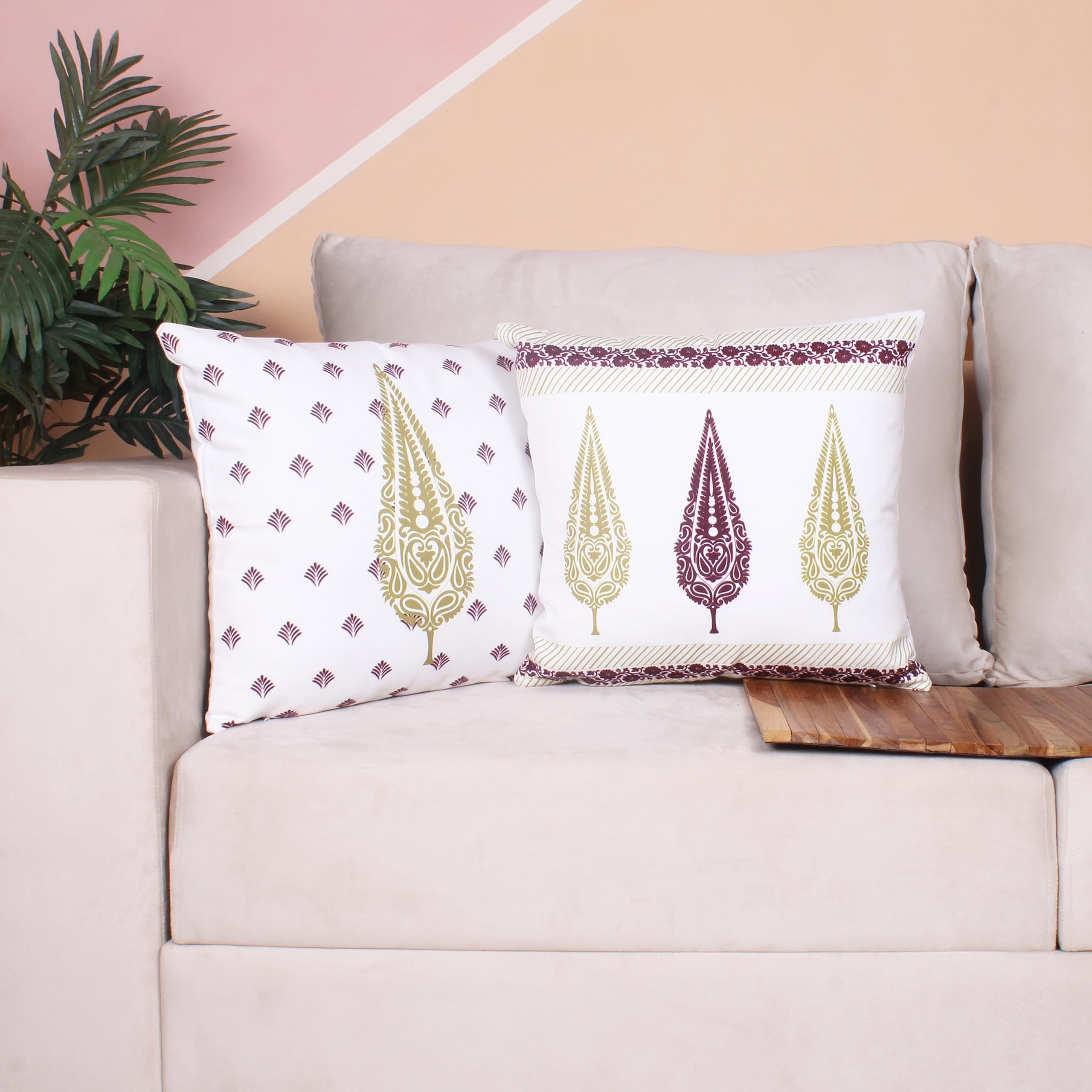 BRICK HOME Both Side Block Print Maroon Cushion Cover Set of 2 (24 x 24 Inches) (B0C38RYLQ8) Amazon Price History, Amazon Price Tracker