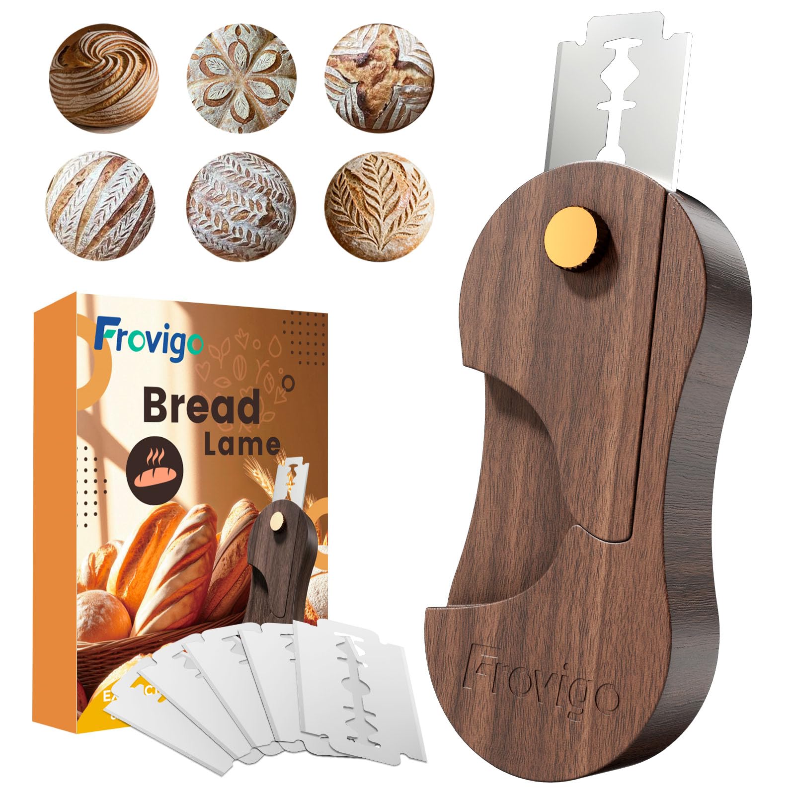 Bread Lame, Scoring Tool for Sourdough with 5 Retractable Razor Blades, Professional Dough Scorer...