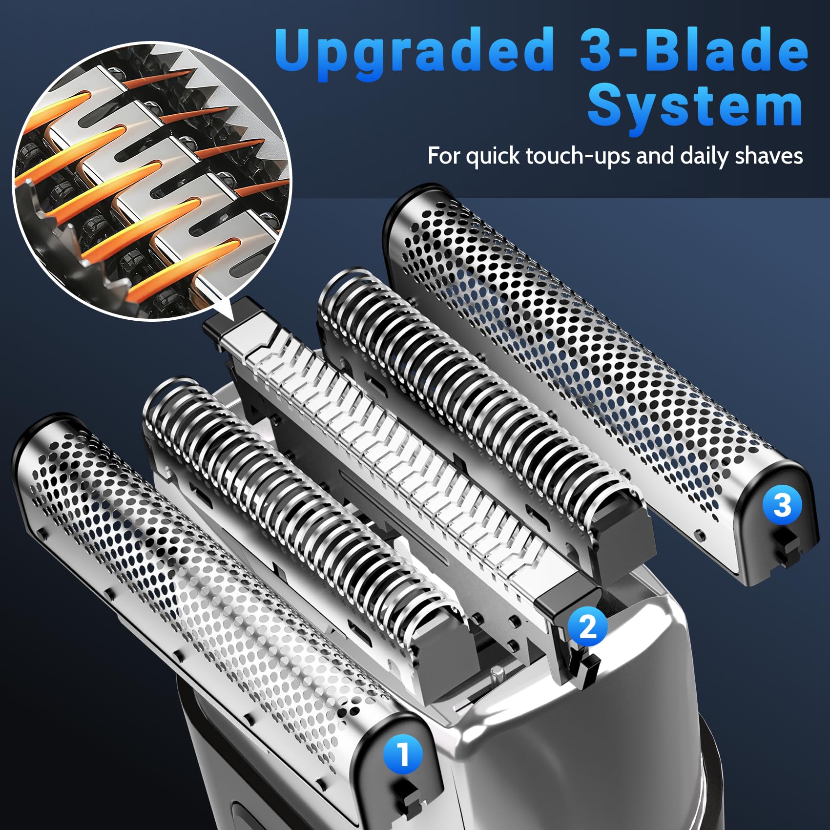 Electric Foil Shavers for Men: Mini Electric Razor with 3 Floating Blades, LED Display, Dual Speed - IPX7 Waterproof Wet/Dry Cordless Razor, USB Fast Charging, Travel Lock