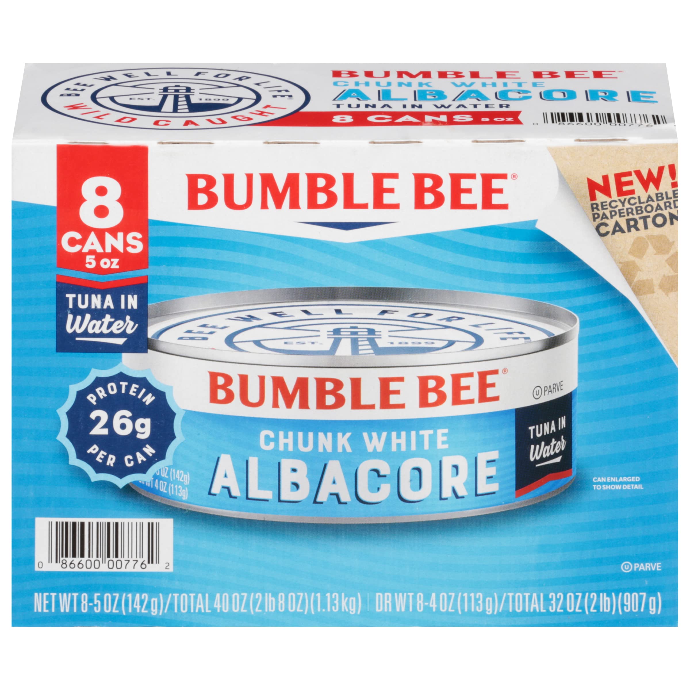 Buy Bumble Bee Chunk White Albacore Tuna in Water, 5 Ounce (Pack of 8