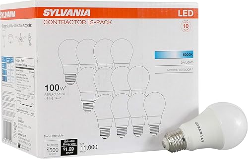 Miniatura 72 de Bombilla LED A19 SYLVANIA, 60 W = 8.5 W, no regulable, acabado esmerilado, 800 lúmenes, 2700K, blanco suave, paquete de 12 (74469)