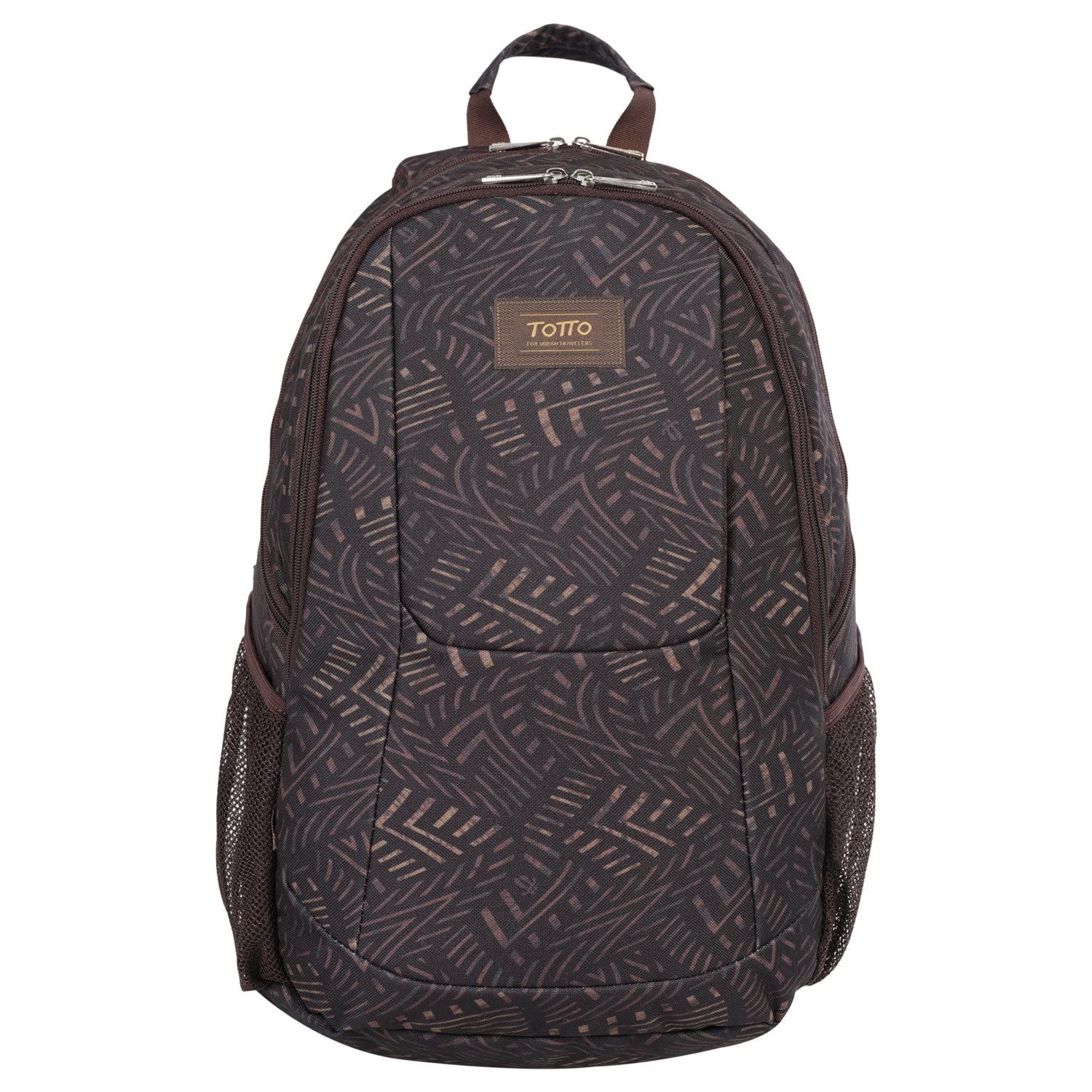 TOTTO - Mochila para Ordenador Portátil de 15,4 Pulgadas, Modelo Krimmler, 4 Compartimentos, 2 Bolsillos para Botella, Espaldar Ergonómico, Correas en S para Mayor Comodidad, Color Marrón