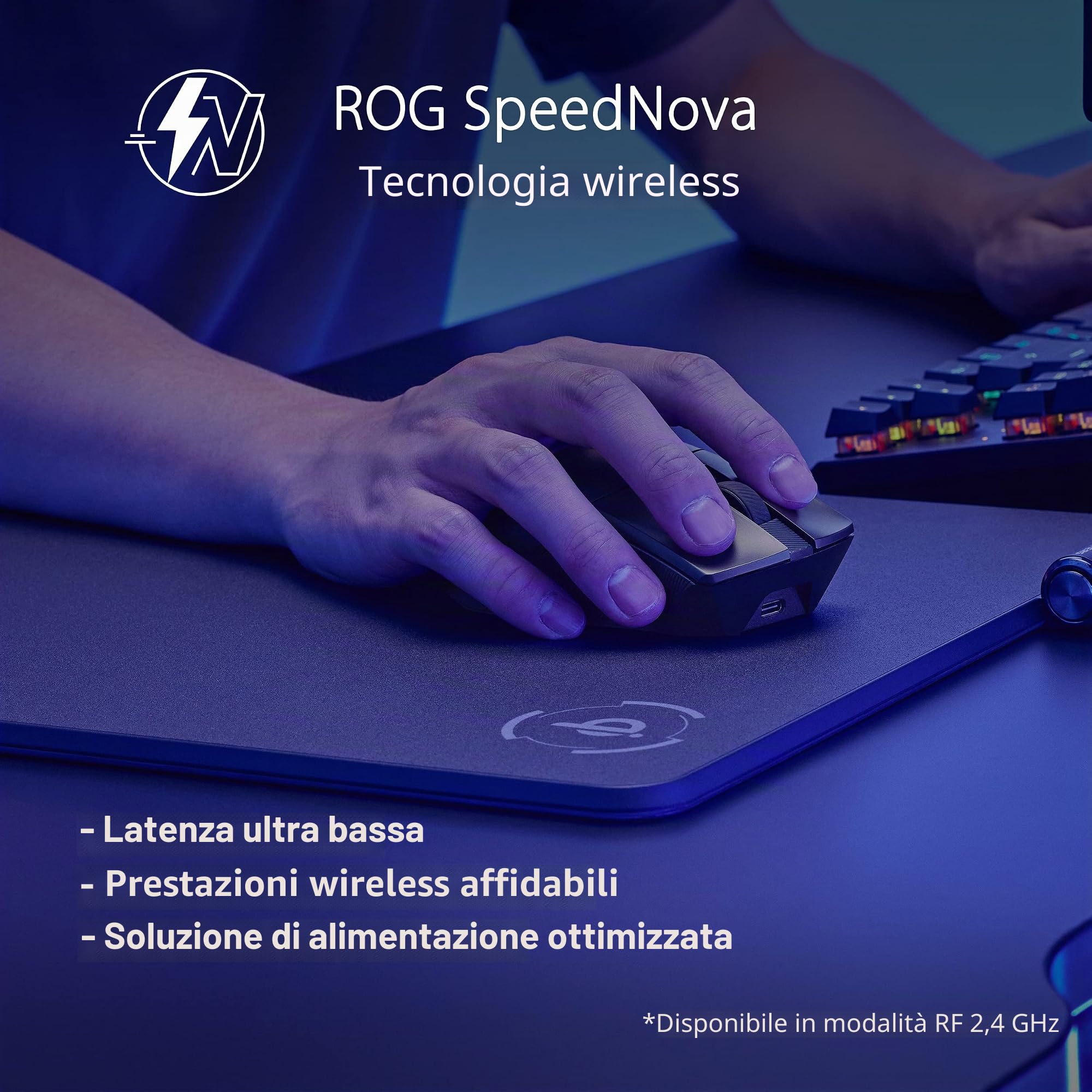ASUS ROG Gladius III Mouse da gioco wireless AimPoint, connettività (2,4 GHz RF, Bluetooth, cablato), sensore 36000 DPI, 6 pulsanti programmabili, ROG SpeedNova, interruttori sostituibili, cavo