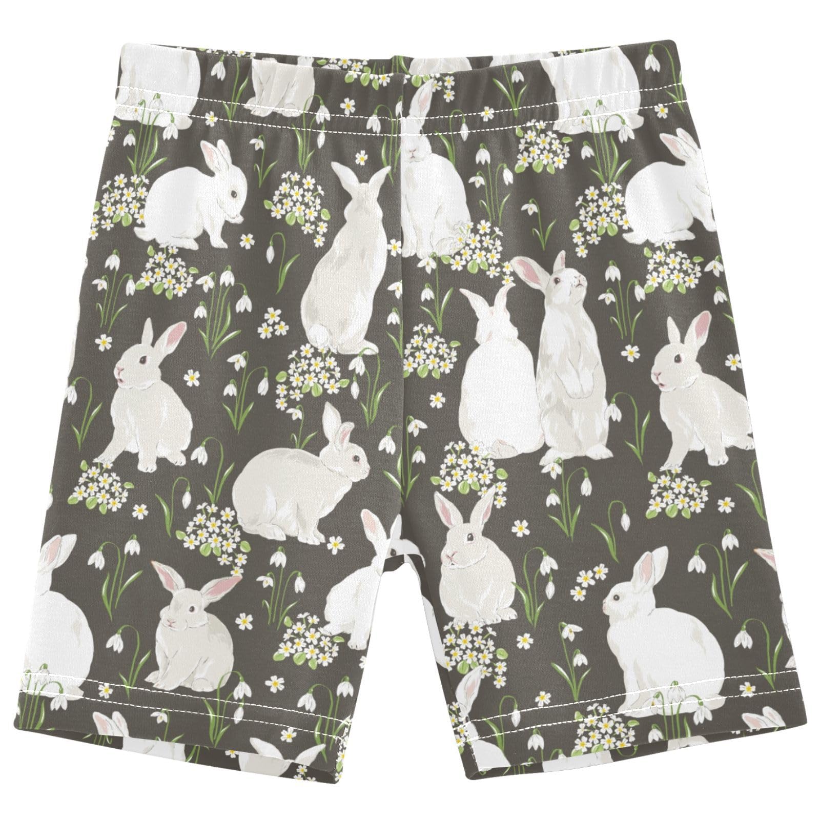 Dallonan Girls Dance Shorts, Toddler Biker Shorts Cartwheel Under Dress Rabbit in Bloomy Garden Kids Biking Clothes 4-10Y Multi